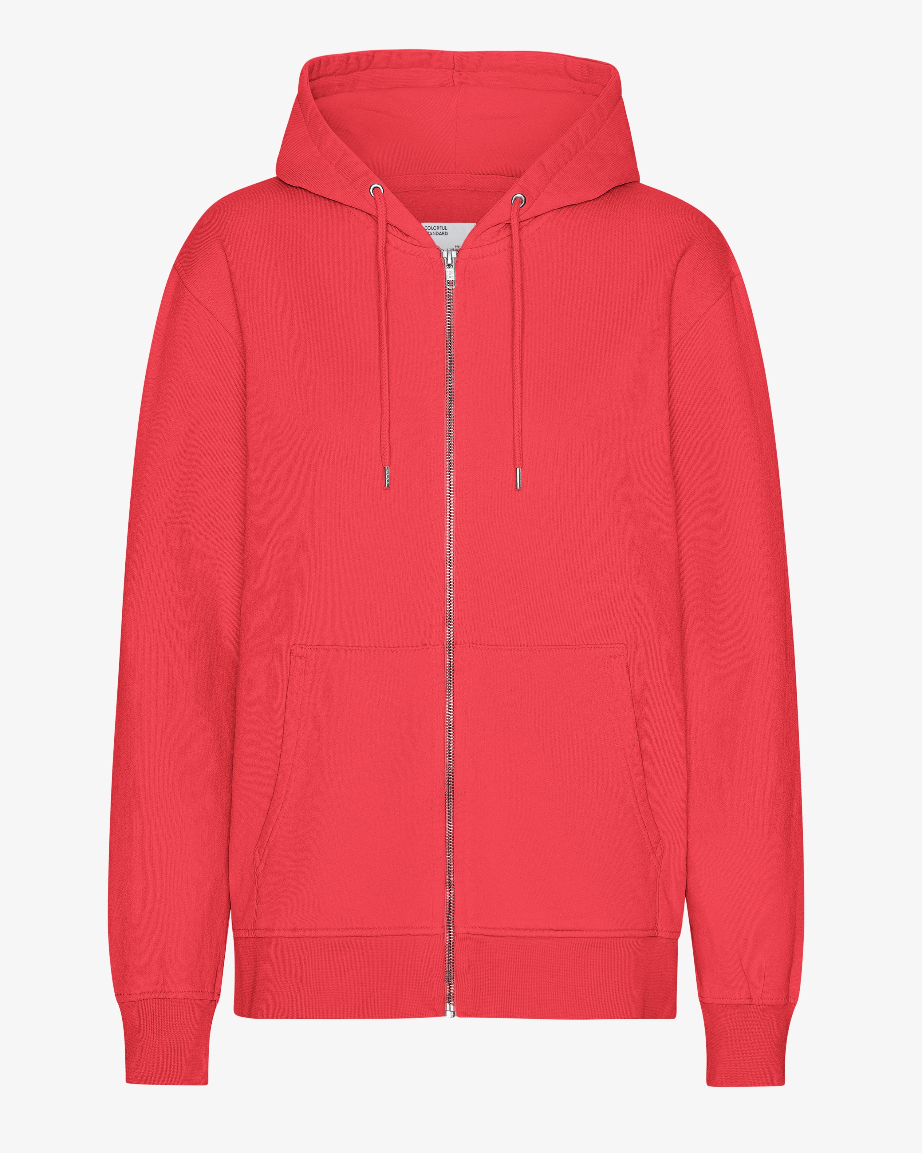 Classic Organic Zip Hood - Red Tangerine