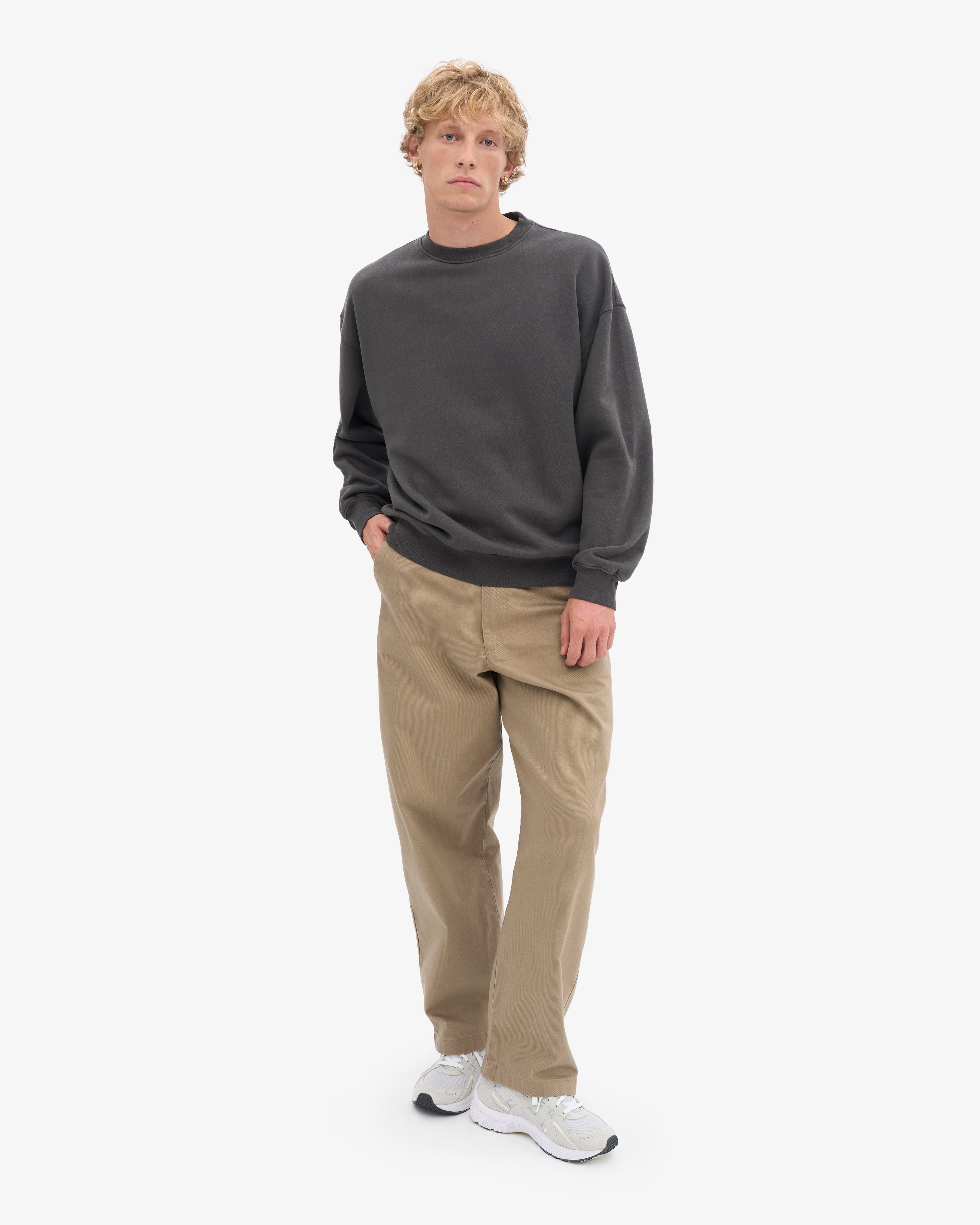 Organic Oversized Crew - Lava Grey