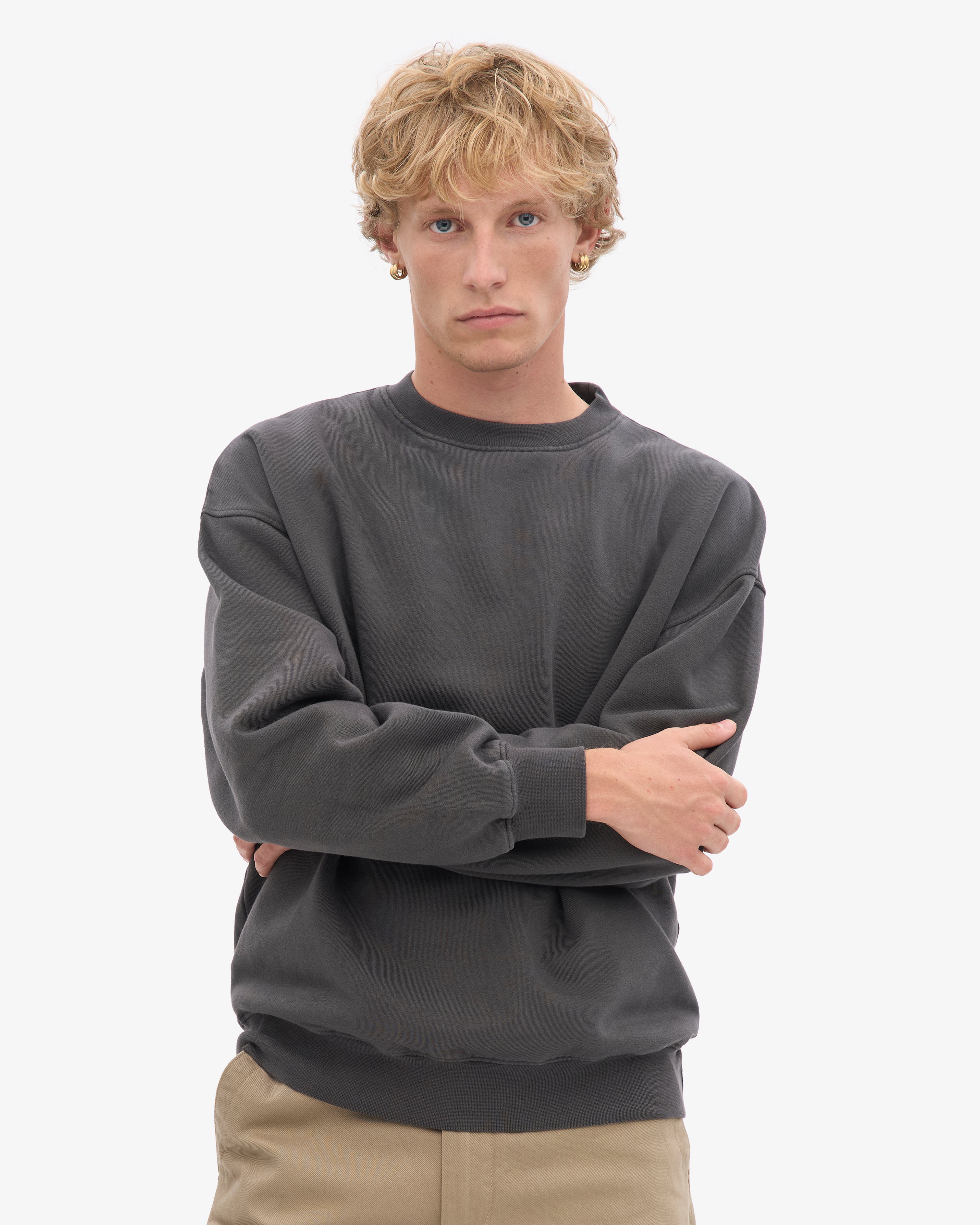 Organic Oversized Crew - Lava Grey
