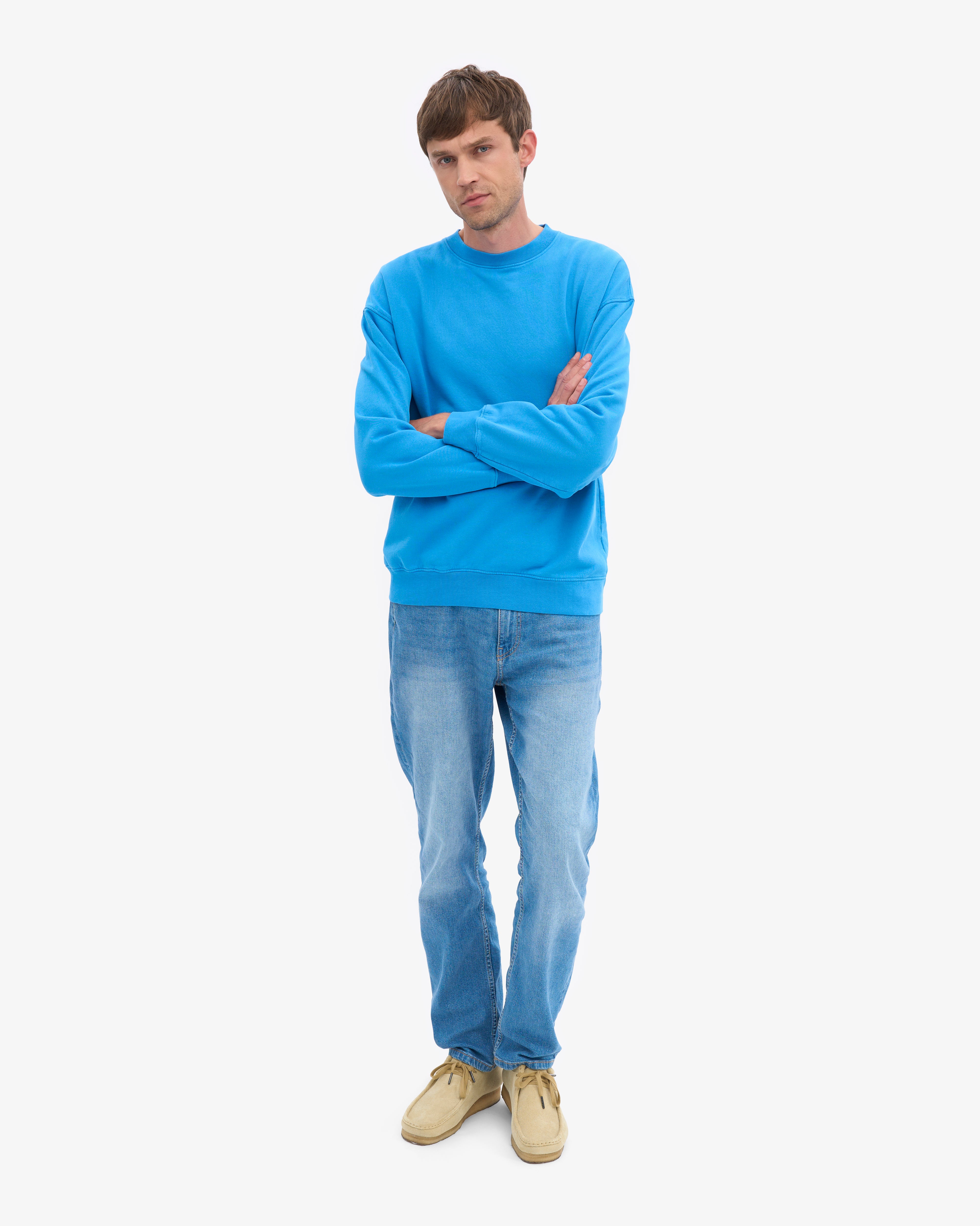 Organic Oversized Crew - Pacific Blue