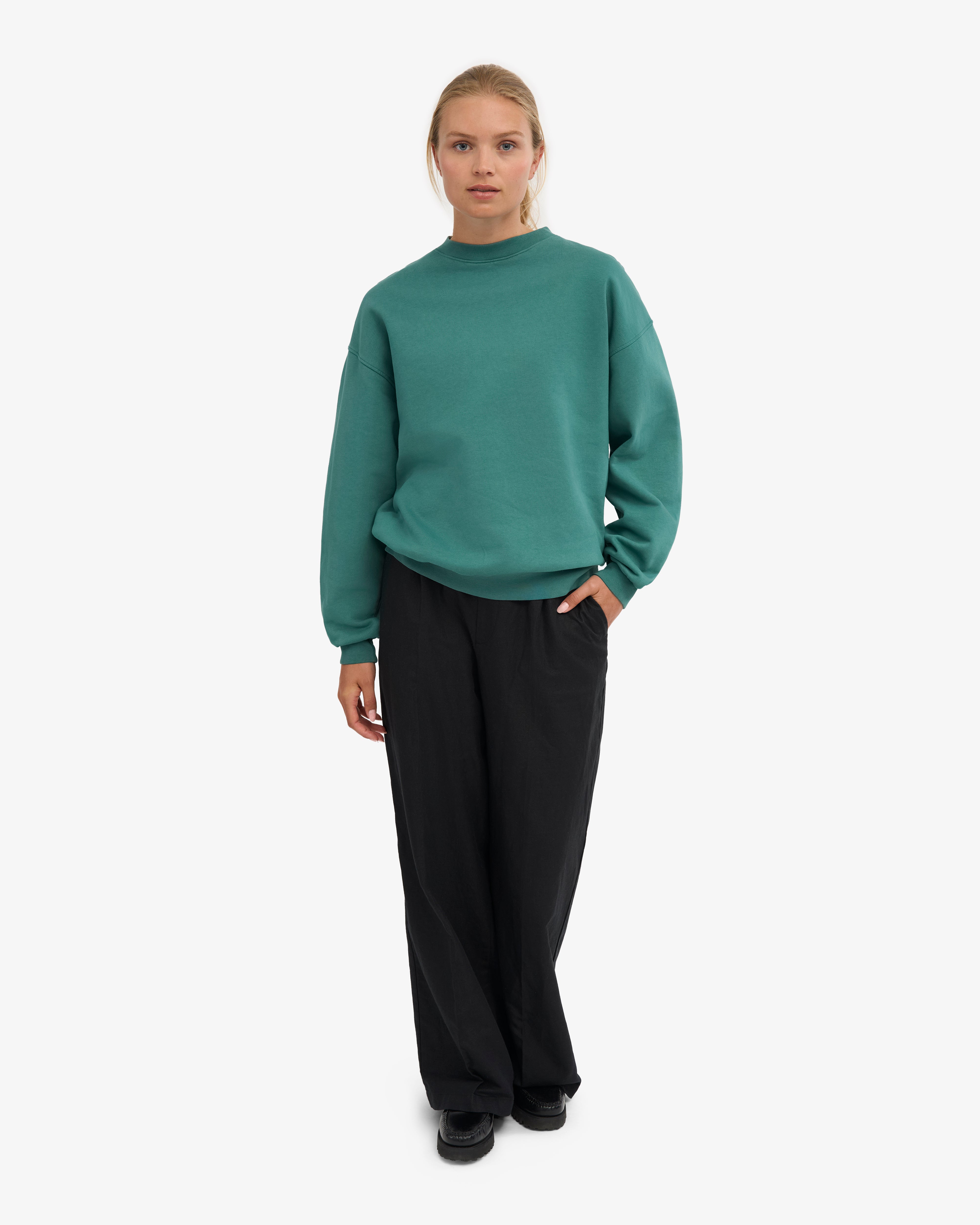 Organic Oversized Crew - Pine Green