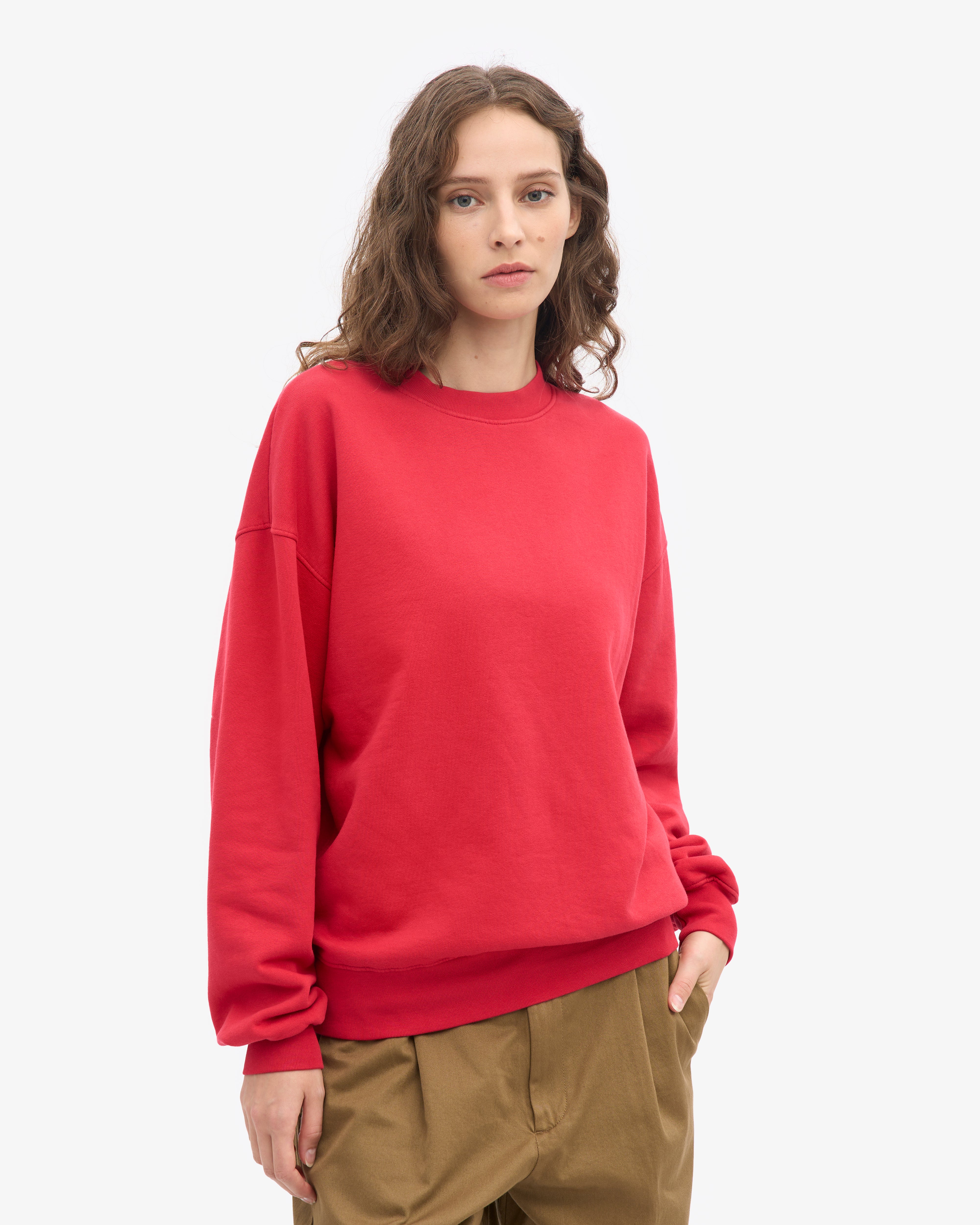 Organic Oversized Crew - Scarlet Red