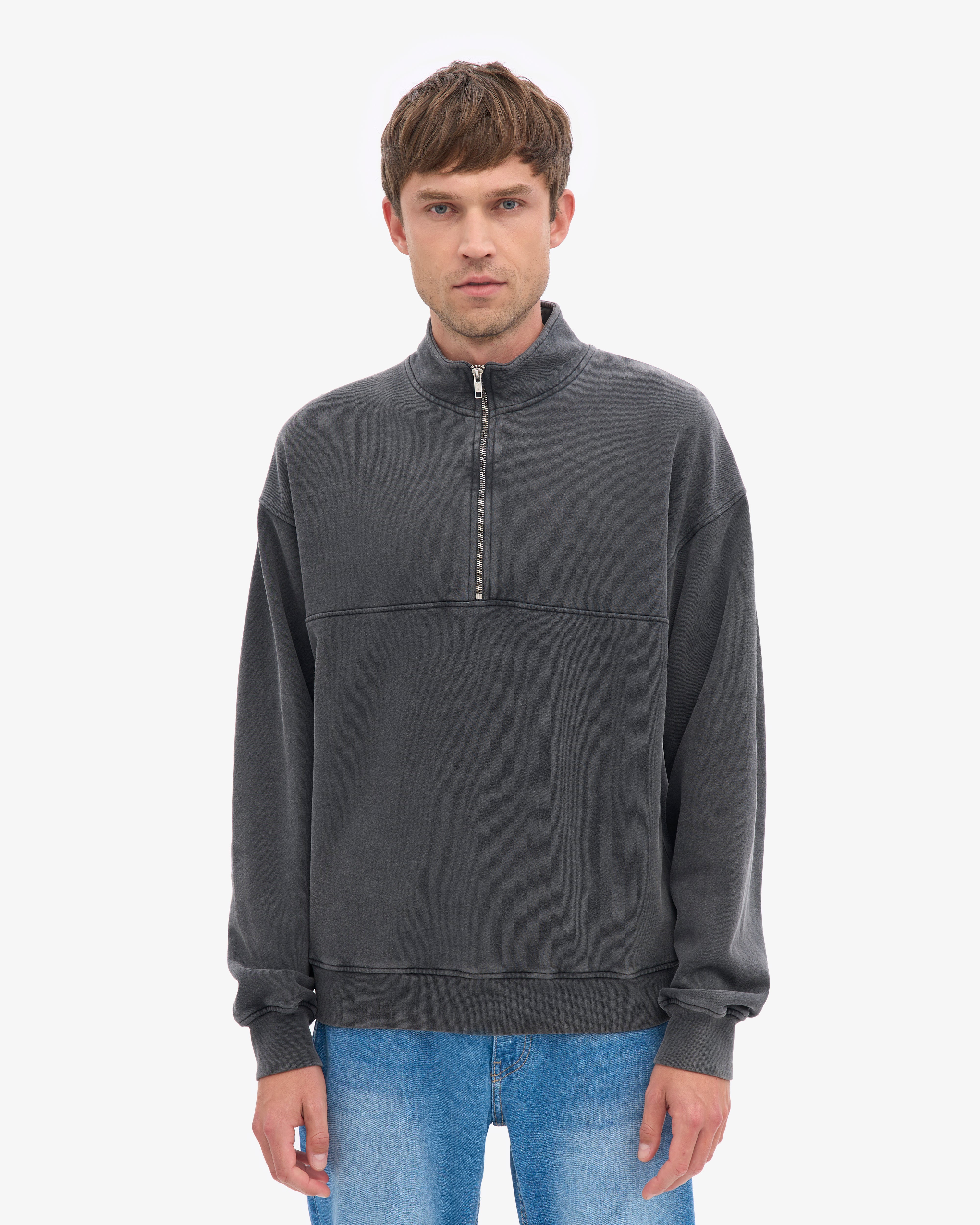Organic Quarter Zip - Faded Black