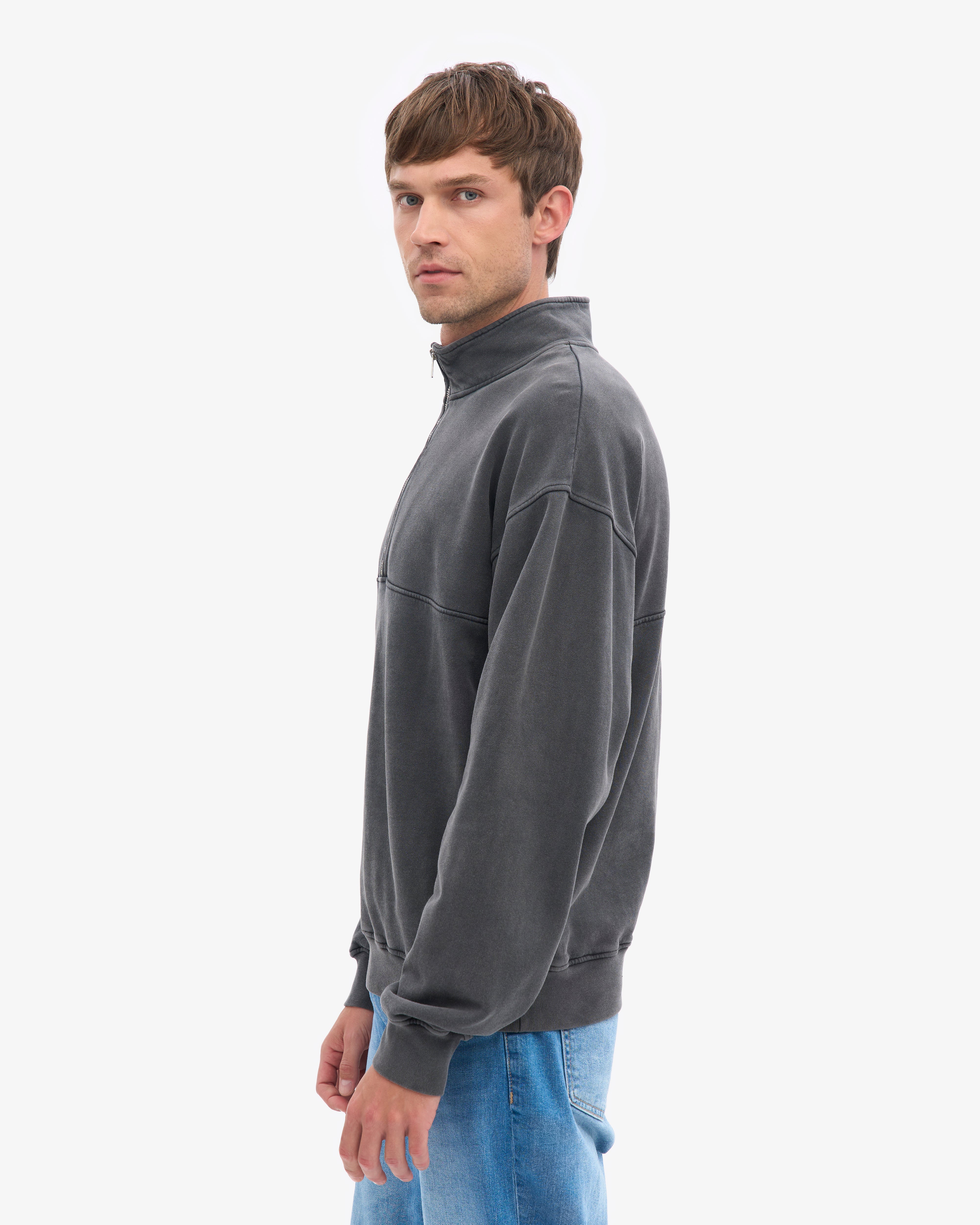 Organic Quarter Zip - Faded Black