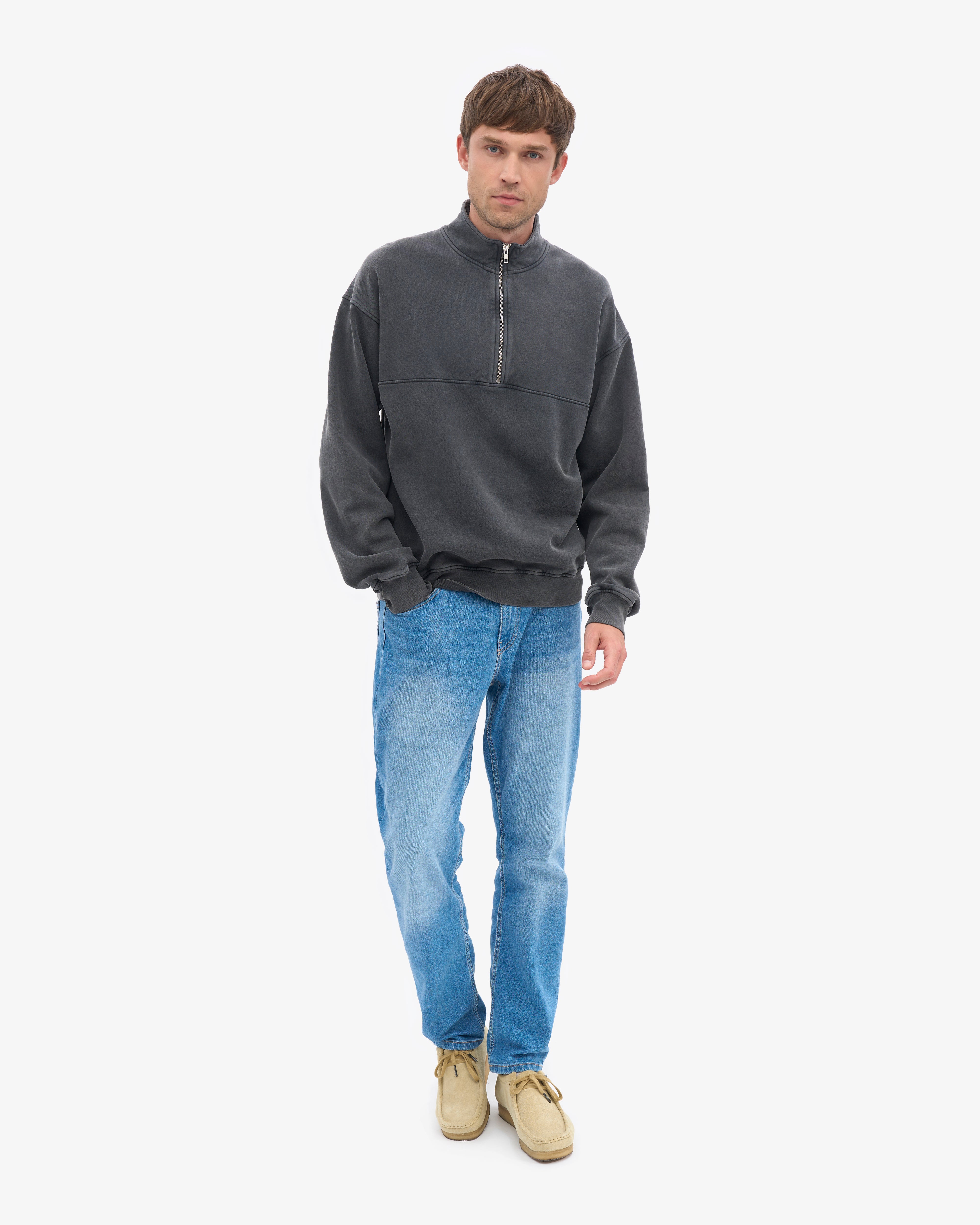 Organic Quarter Zip - Faded Black