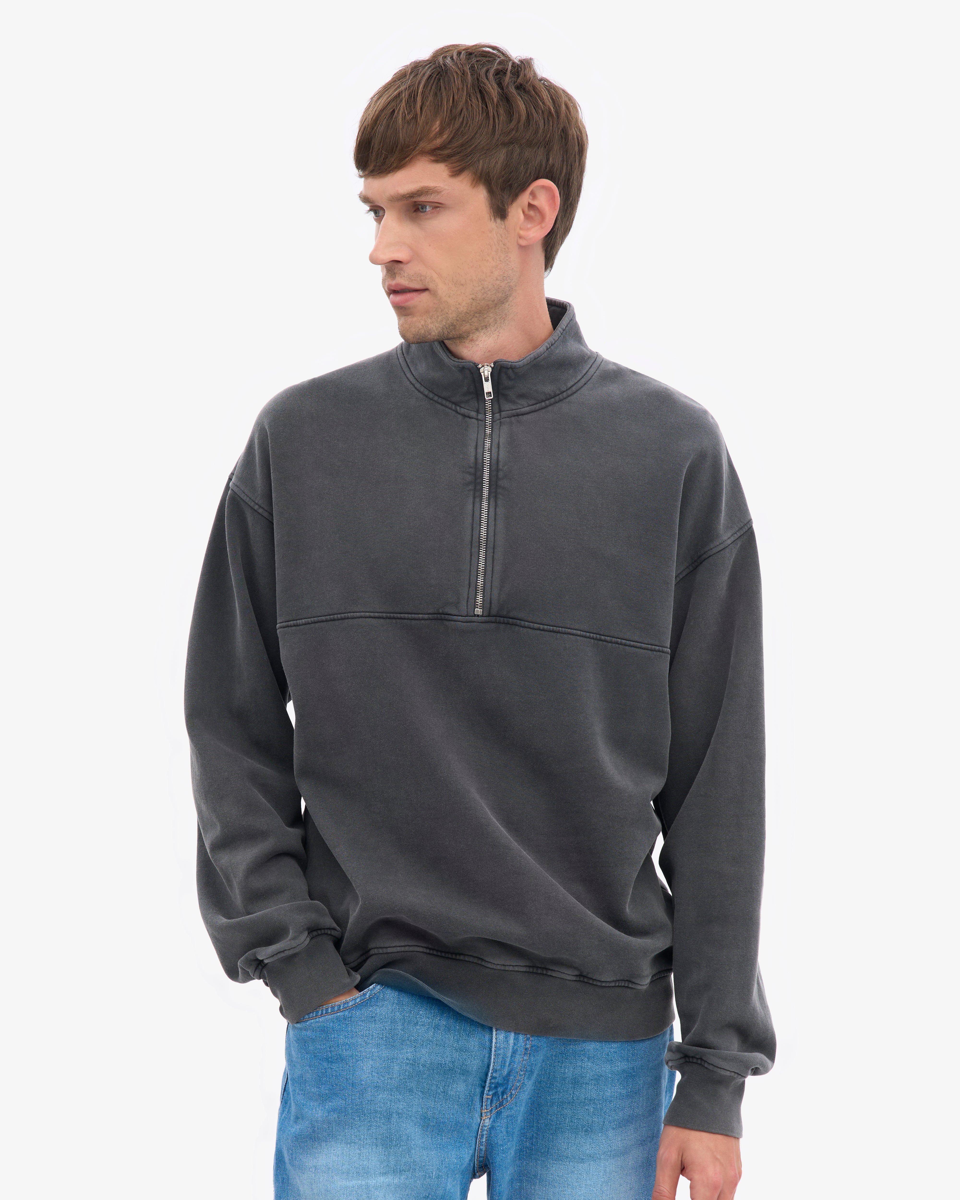 Organic Quarter Zip - Faded Black