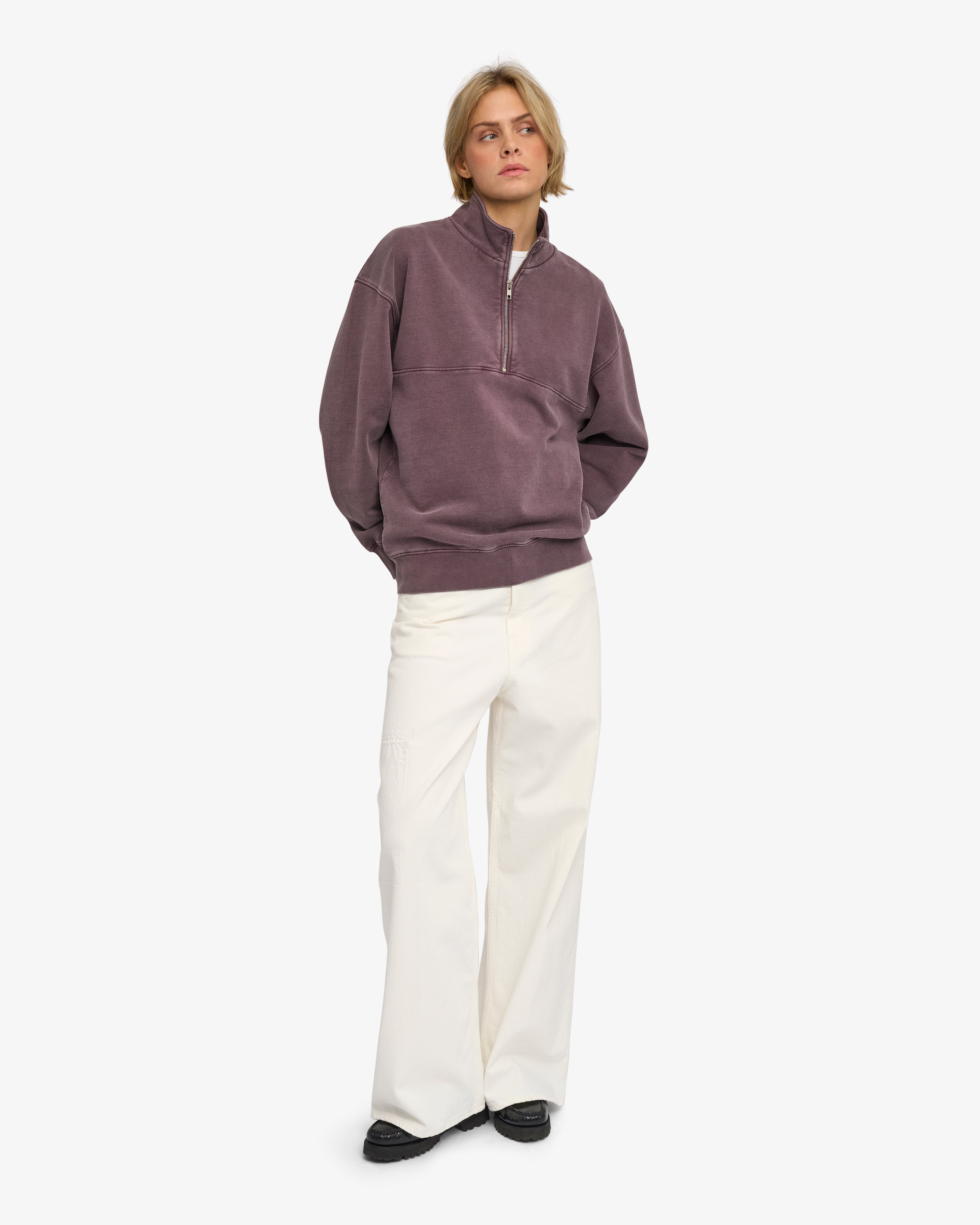Organic Quarter Zip - Faded Grape