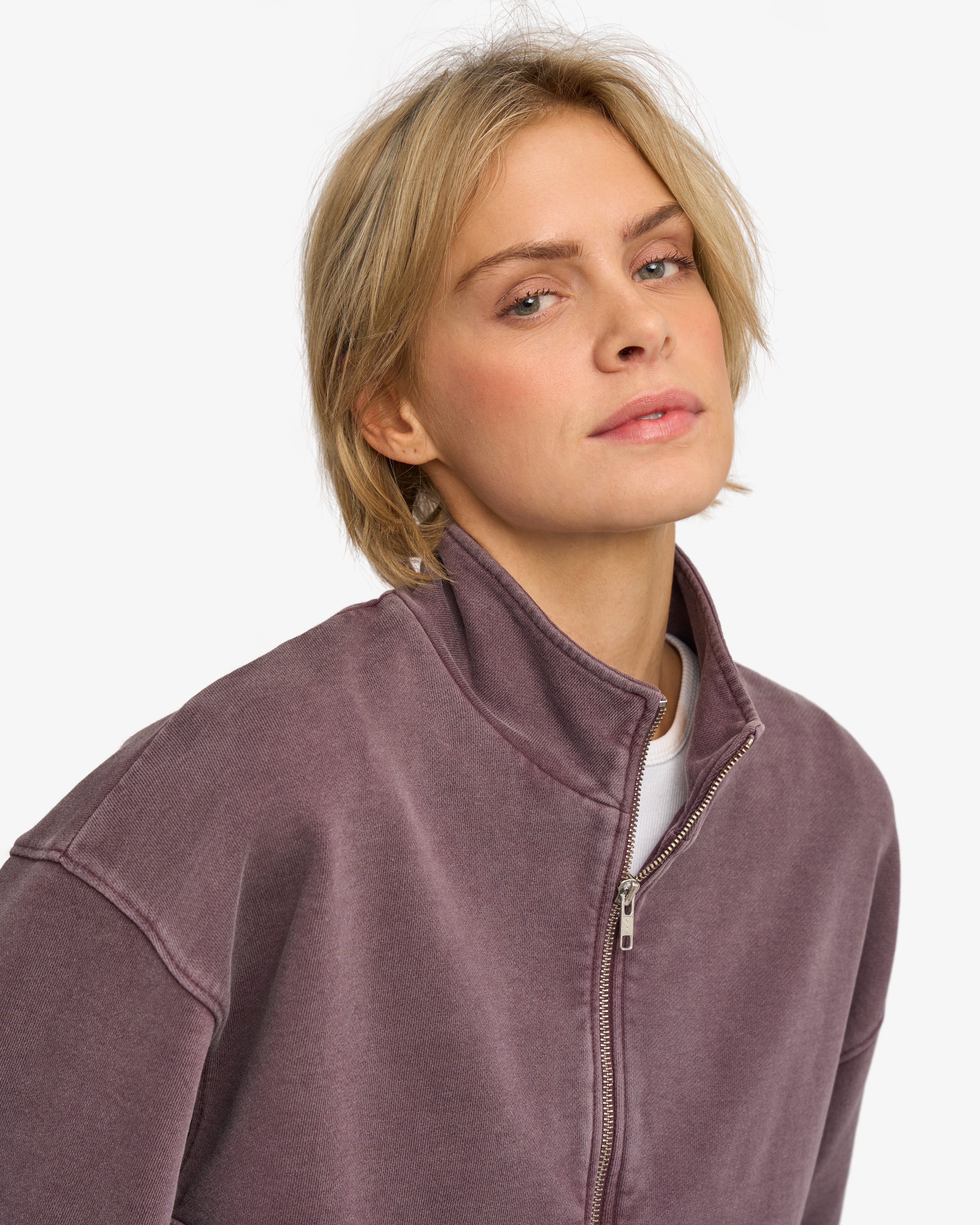 Organic Quarter Zip - Faded Grape