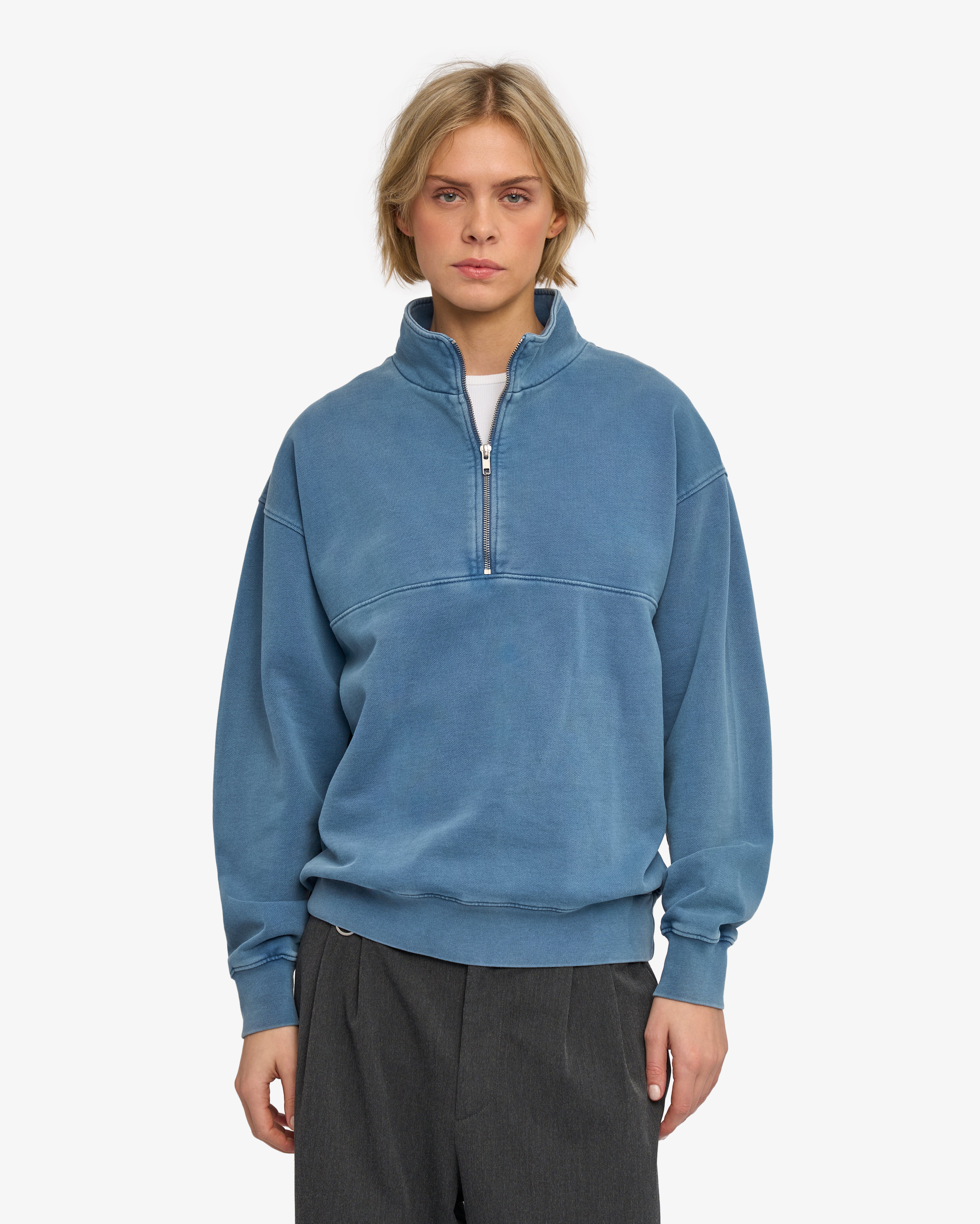 Organic Quarter Zip - Faded Indigo