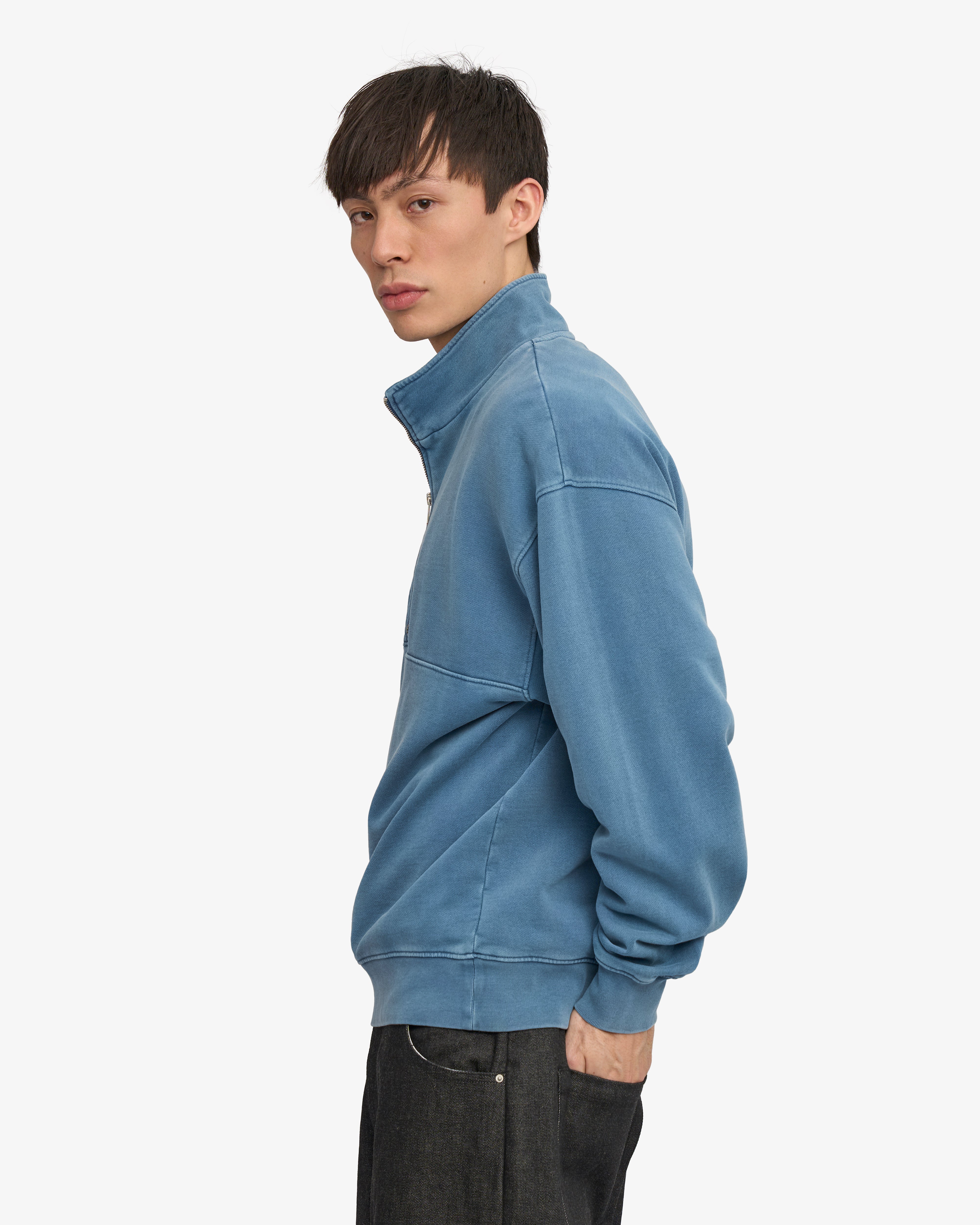 Organic Quarter Zip - Faded Indigo