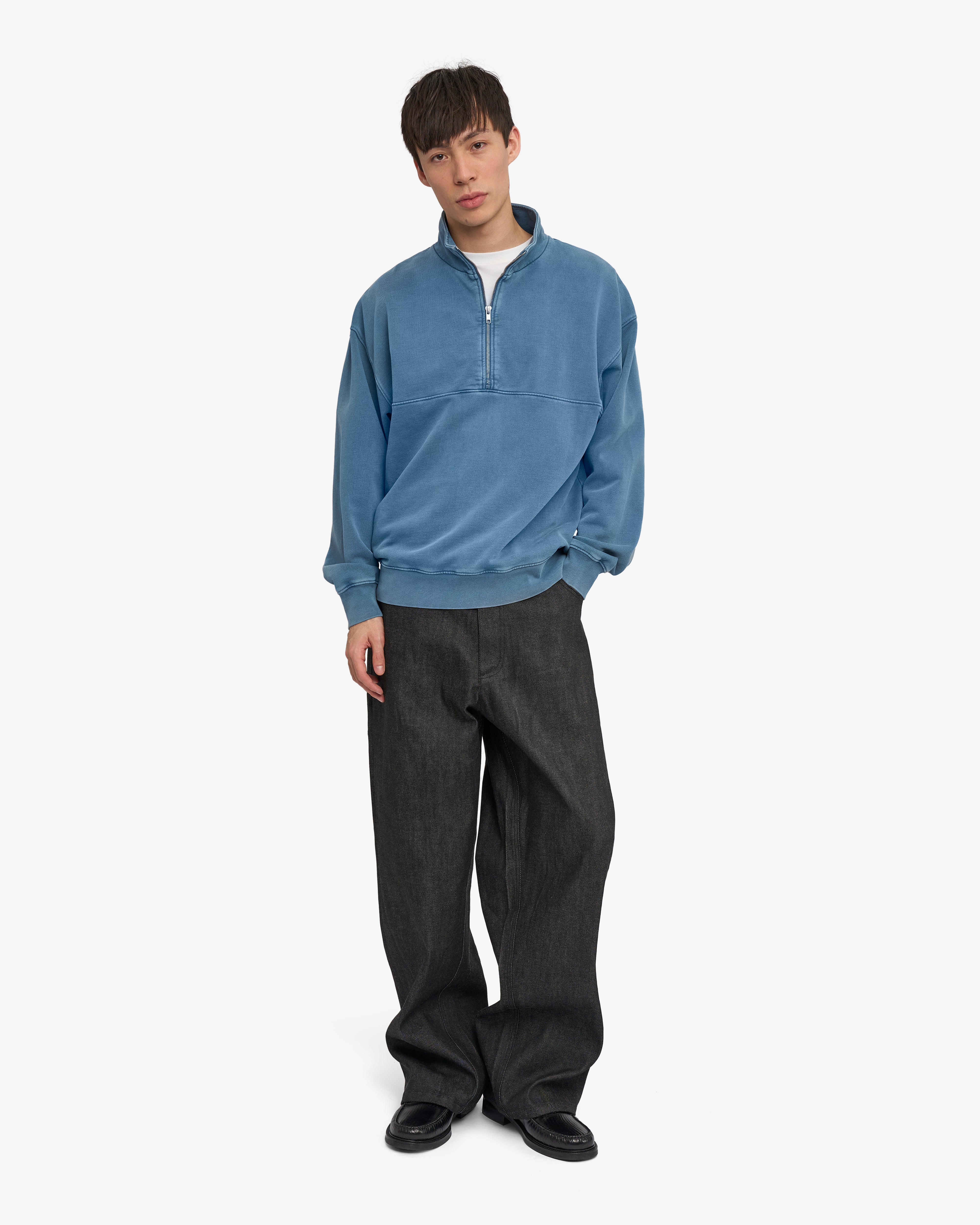 Organic Quarter Zip - Faded Indigo