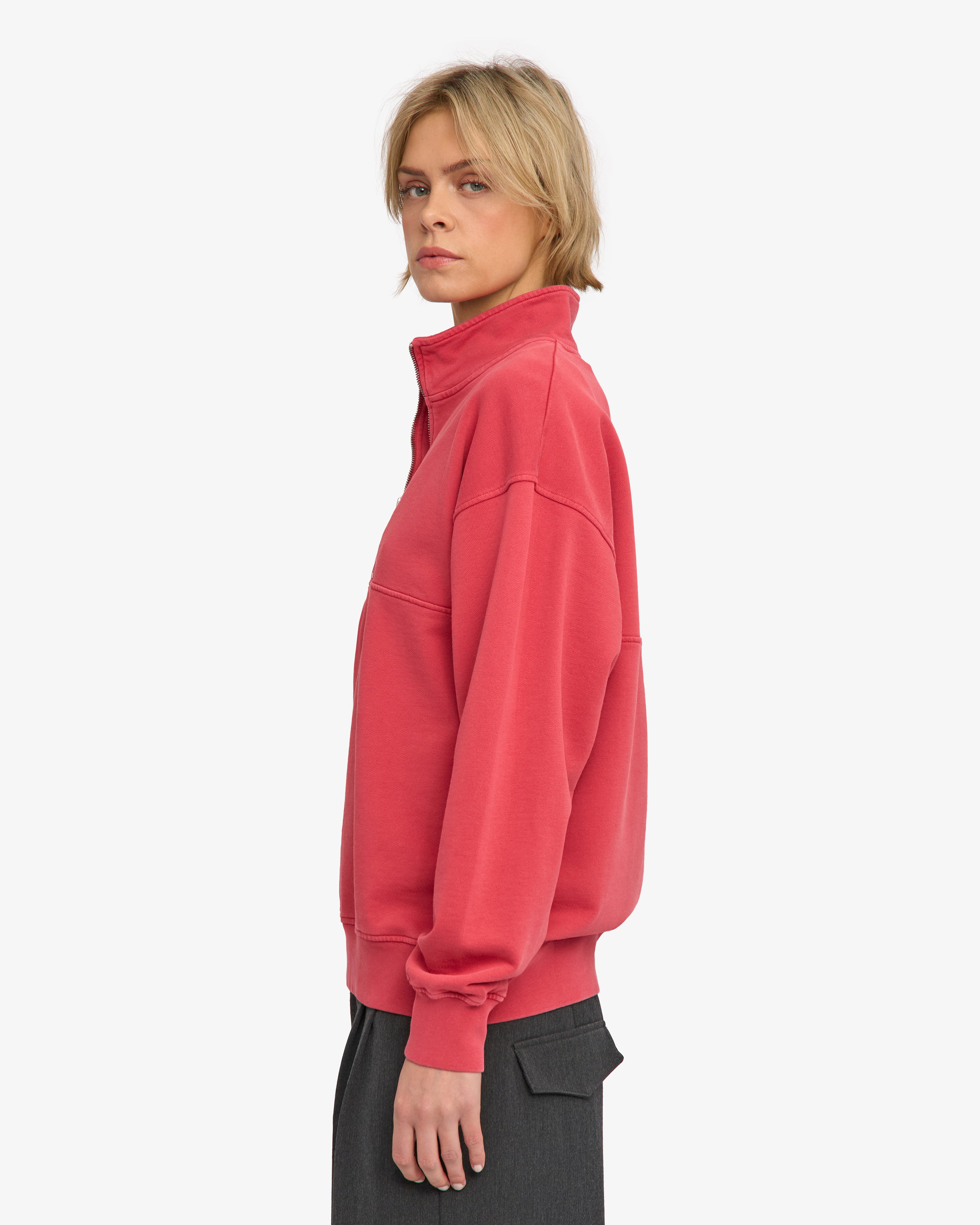 Organic Quarter Zip - Faded Red