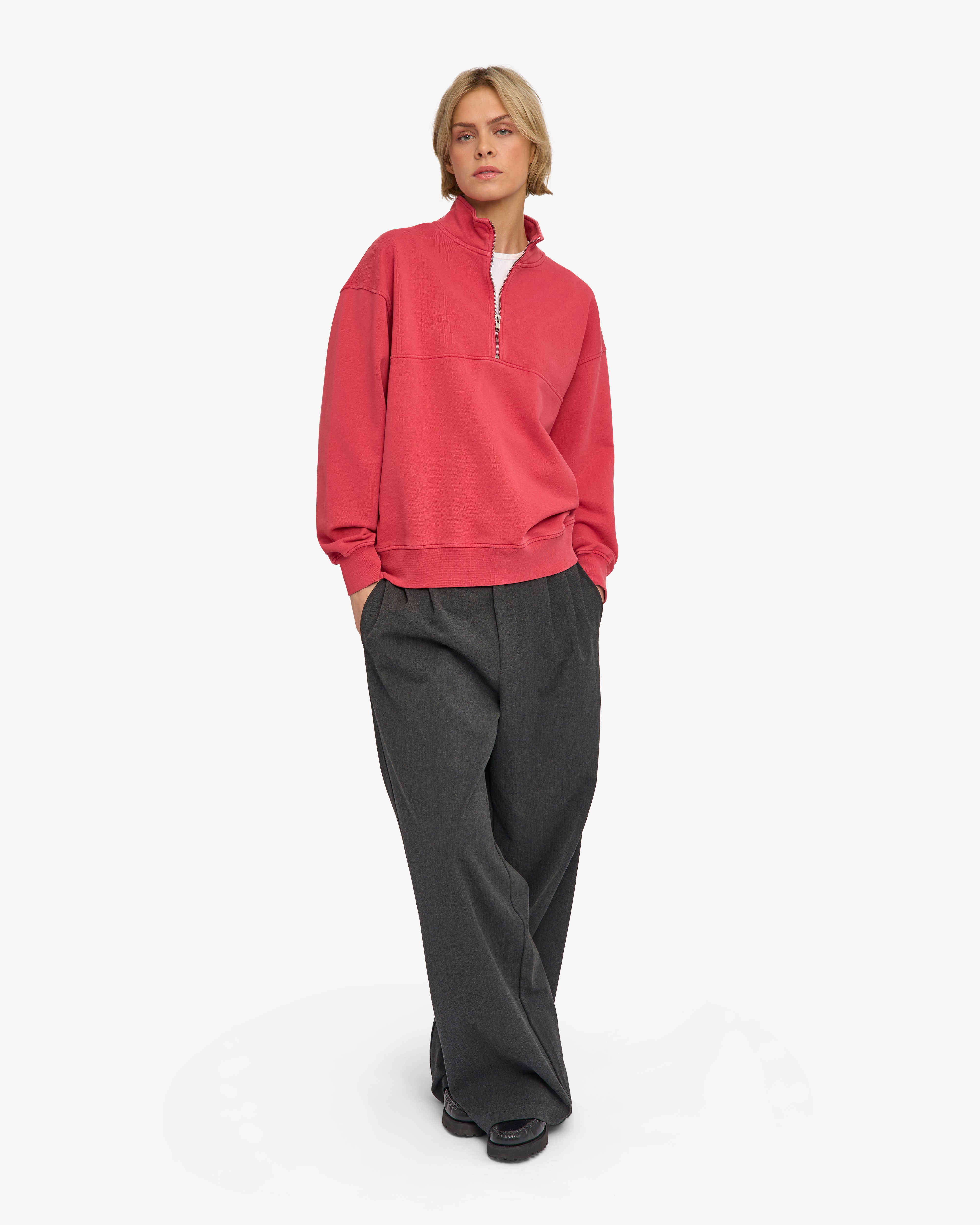 Organic Quarter Zip - Faded Red