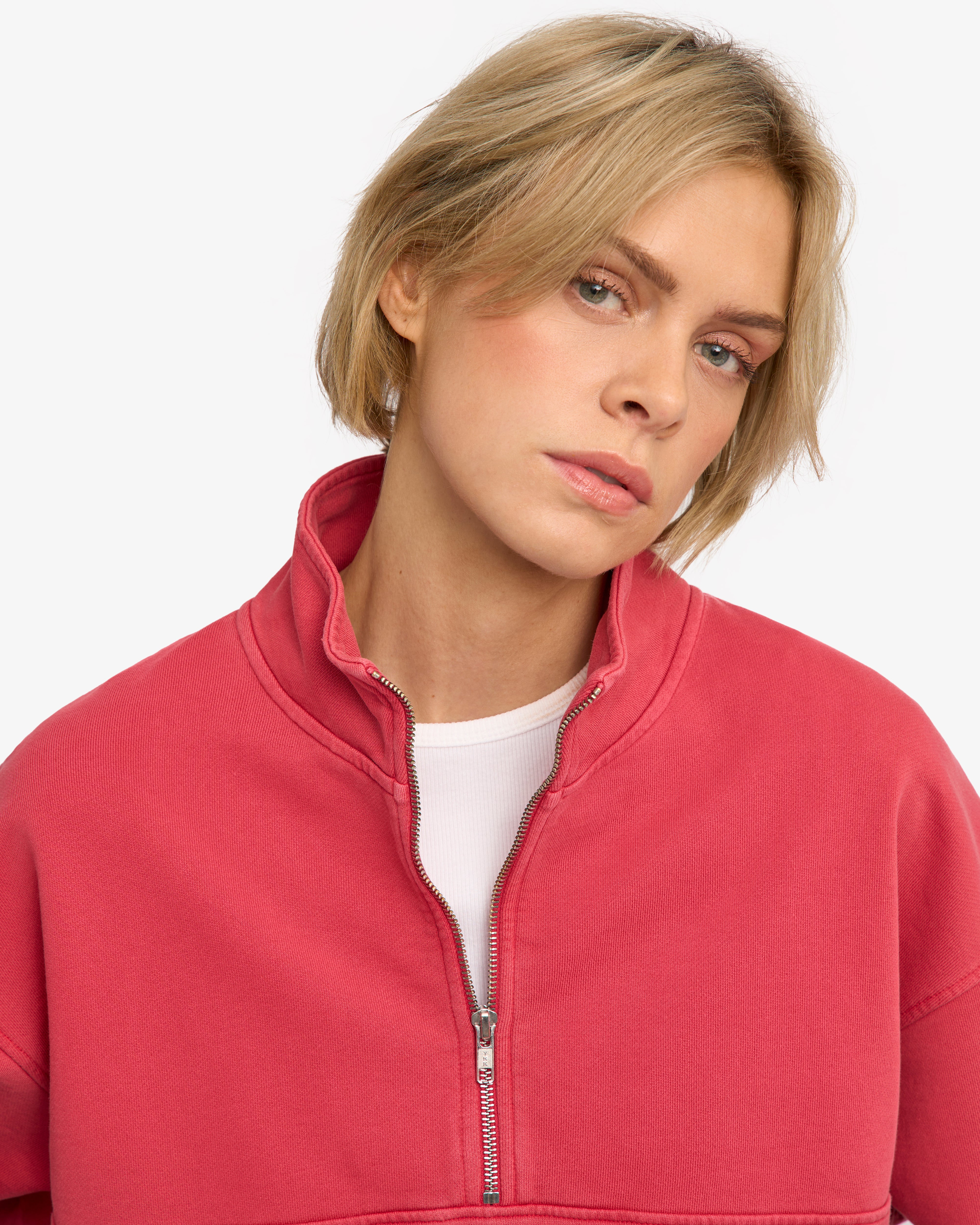Organic Quarter Zip - Faded Red