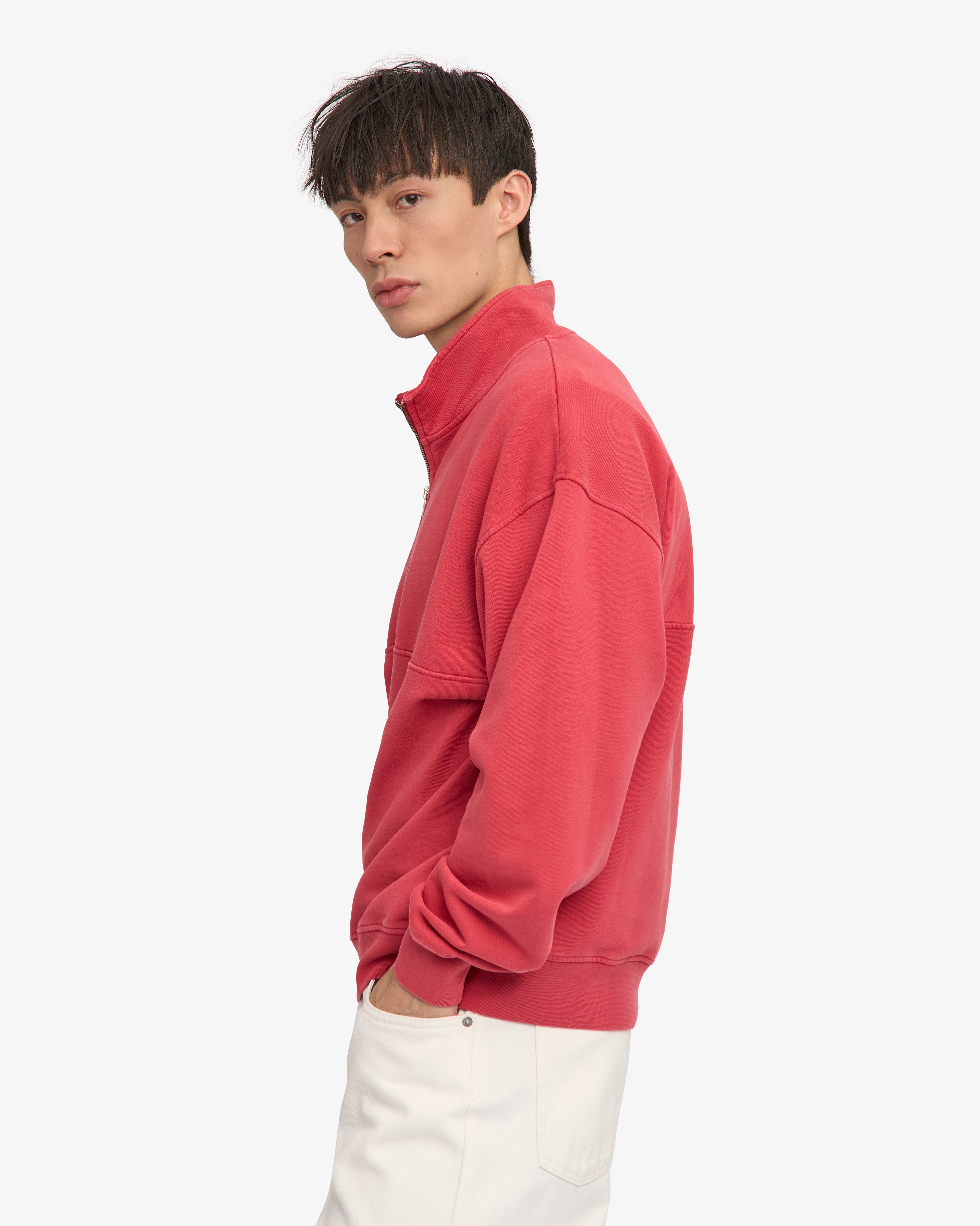 Organic Quarter Zip - Faded Red