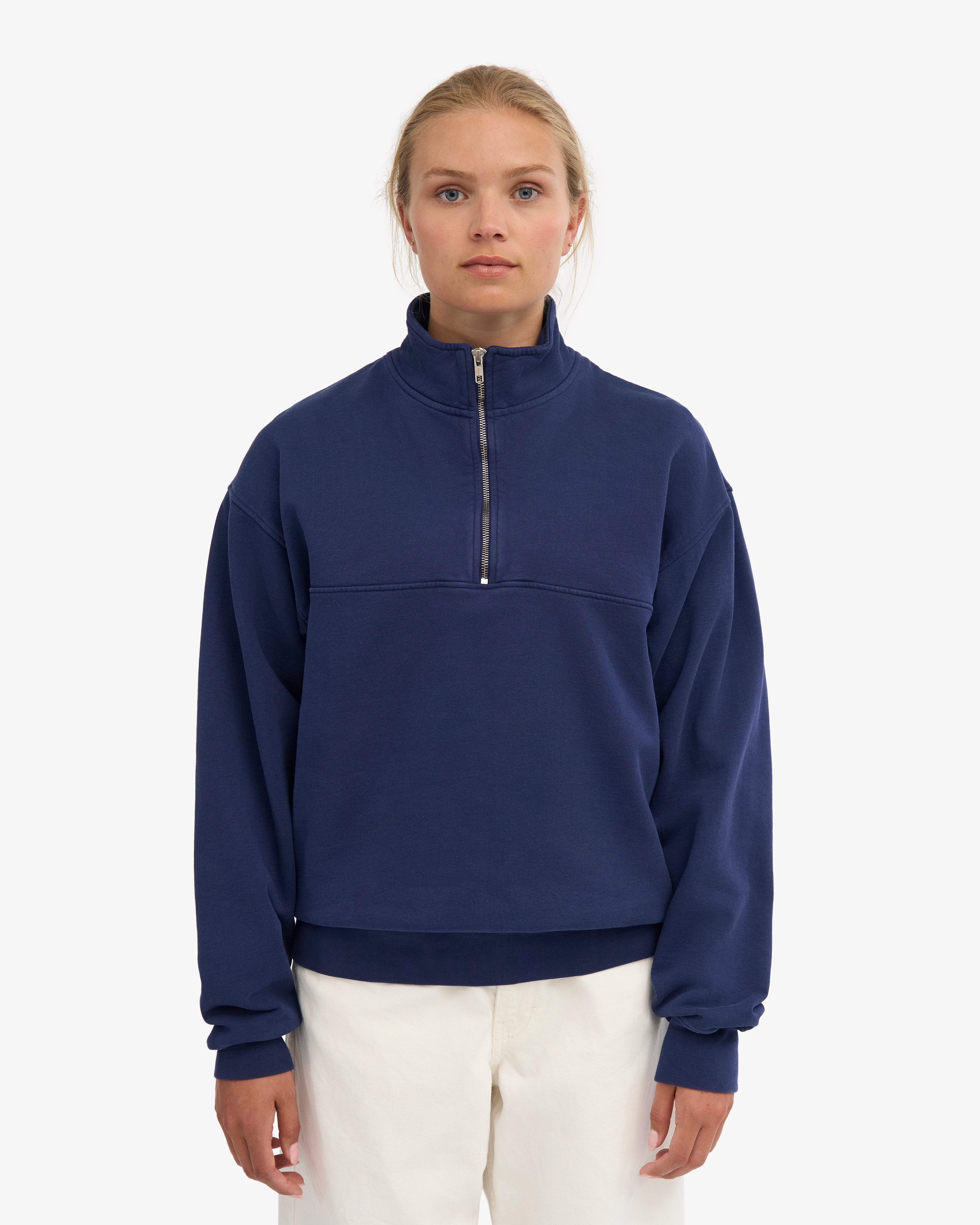 Organic Quarter Zip - Marine Blue