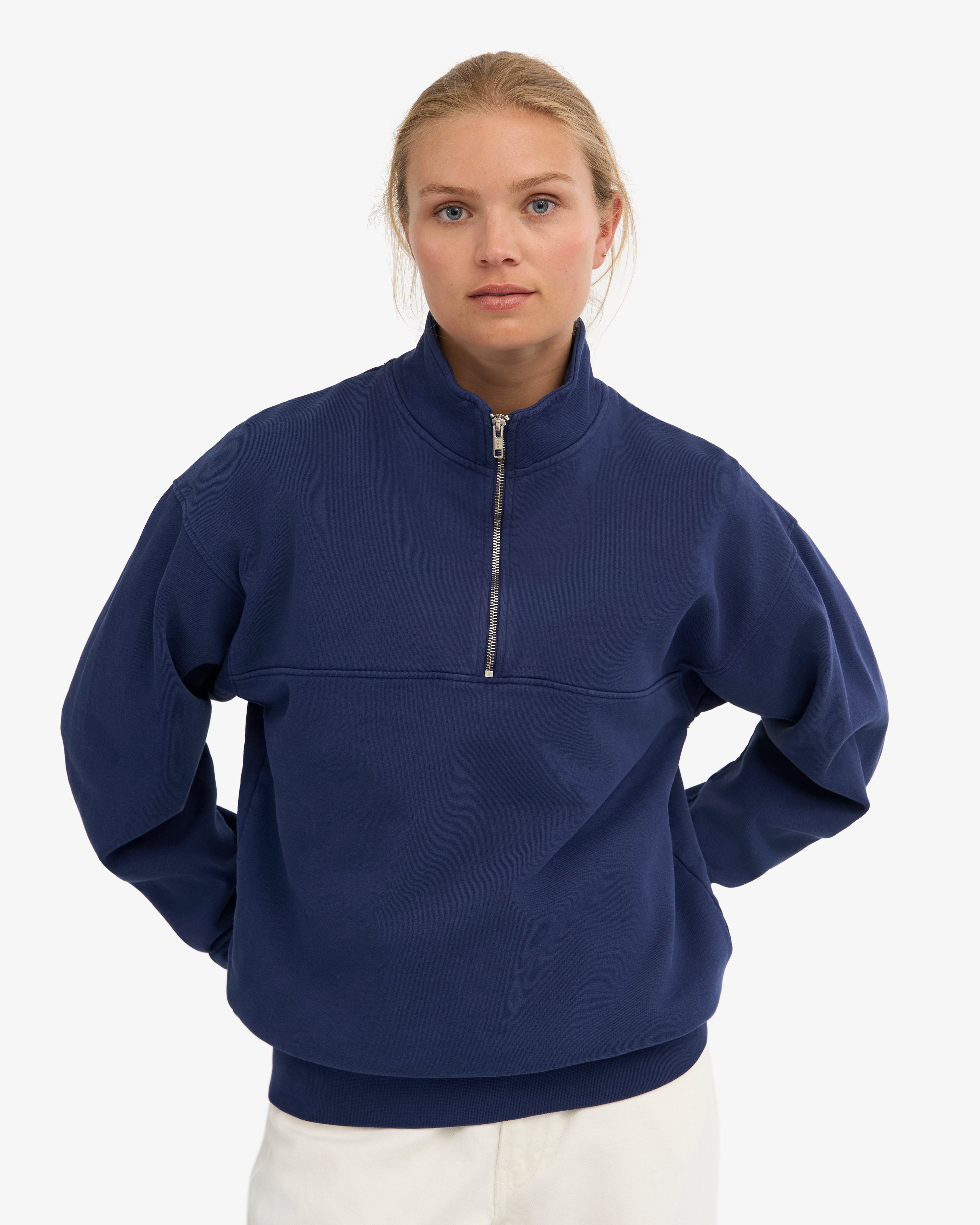 Organic Quarter Zip - Marine Blue