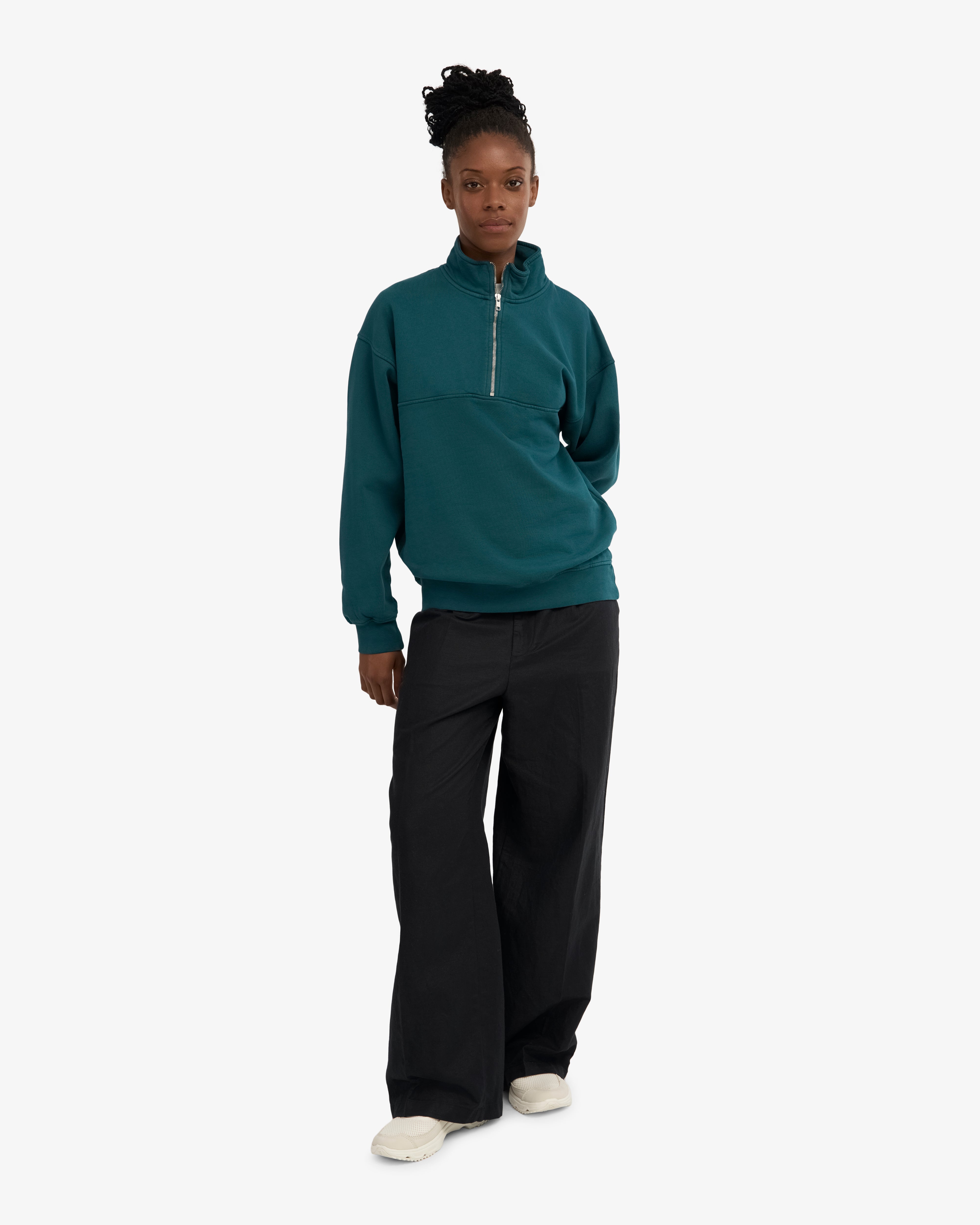 Organic Quarter Zip - Ocean Green
