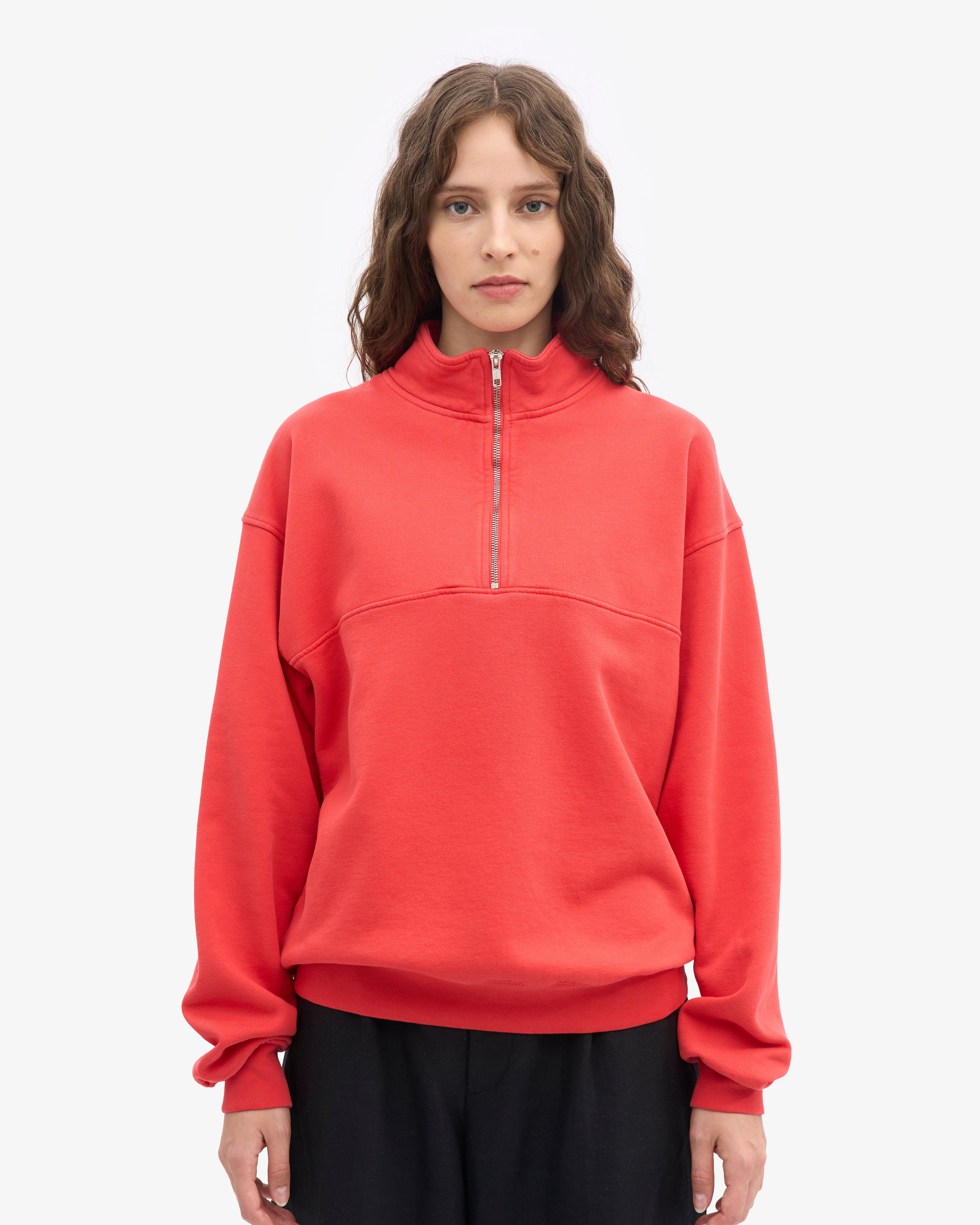 Organic Quarter Zip - Red Tangerine