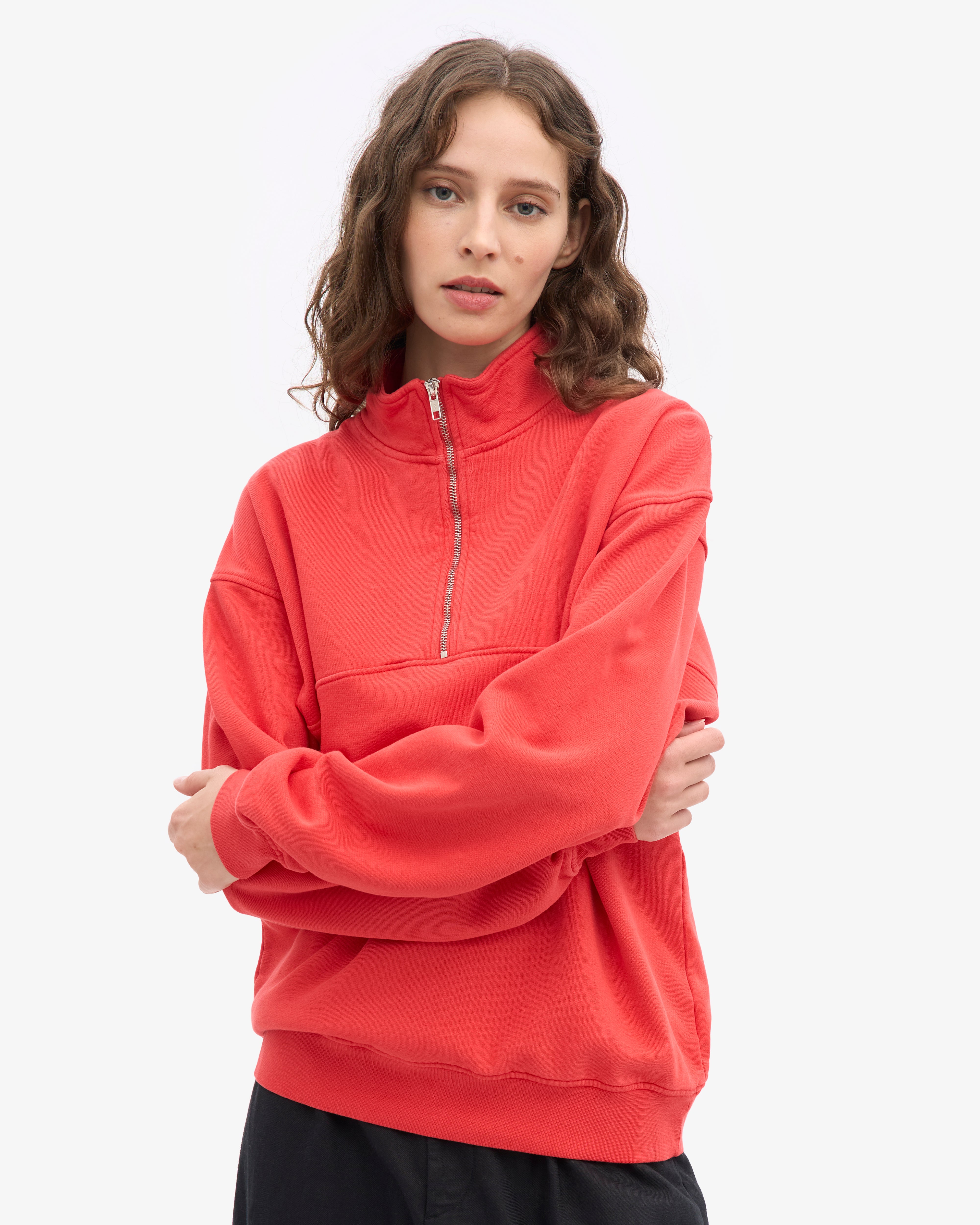 Organic Quarter Zip - Red Tangerine