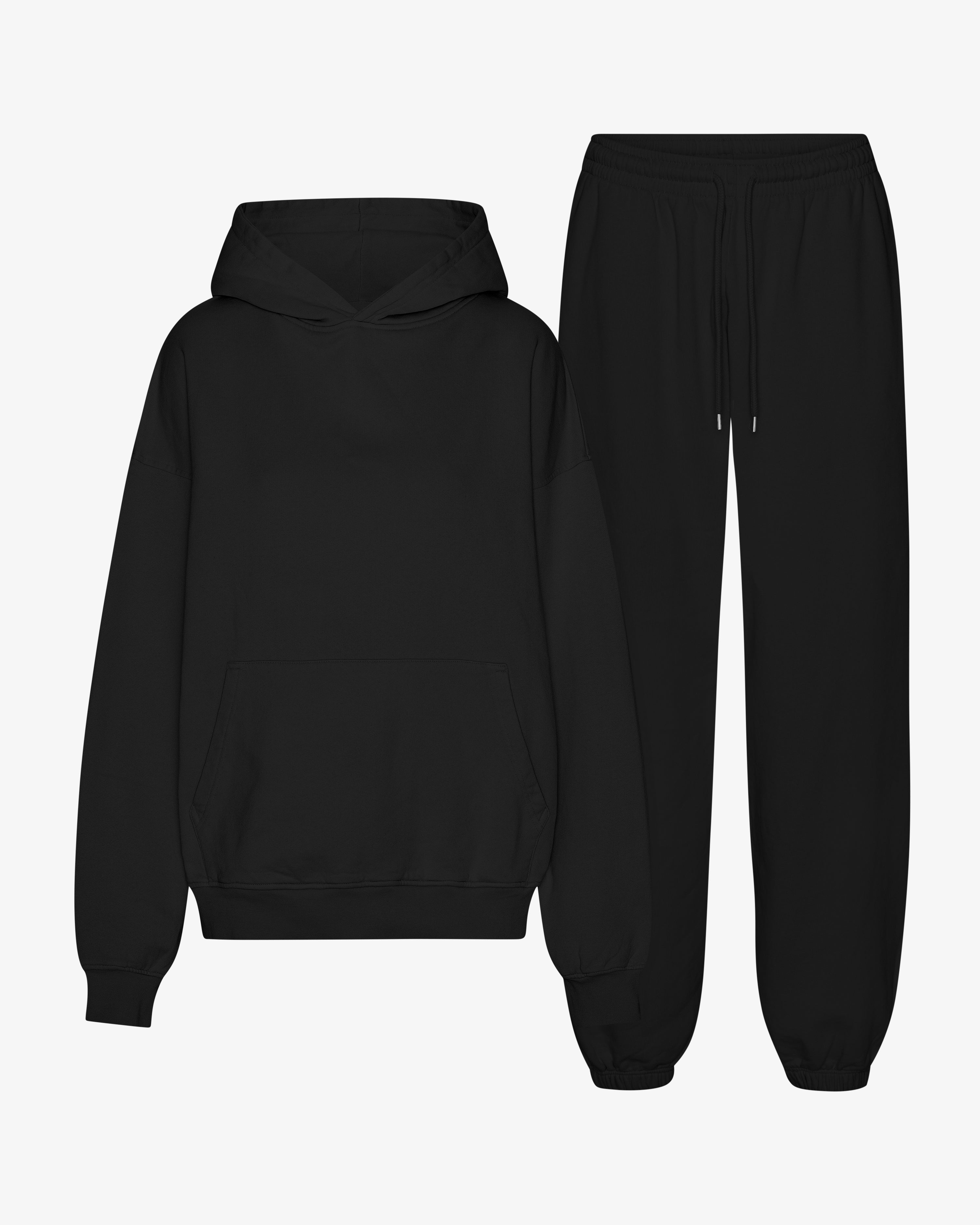 Organic Relaxed Hood Sweatsuit - Deep Black