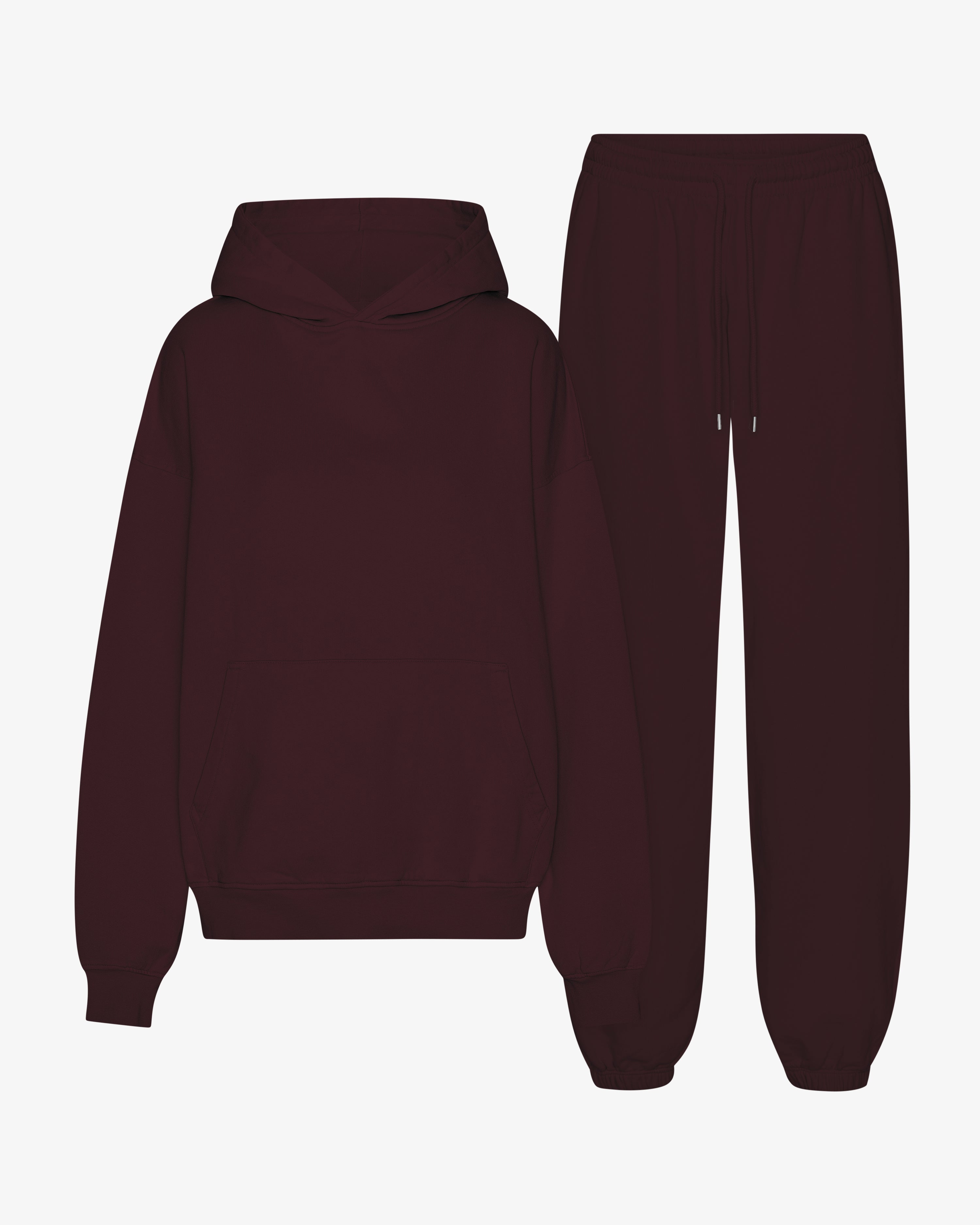 Organic Relaxed Hood Sweatsuit - Oxblood Red