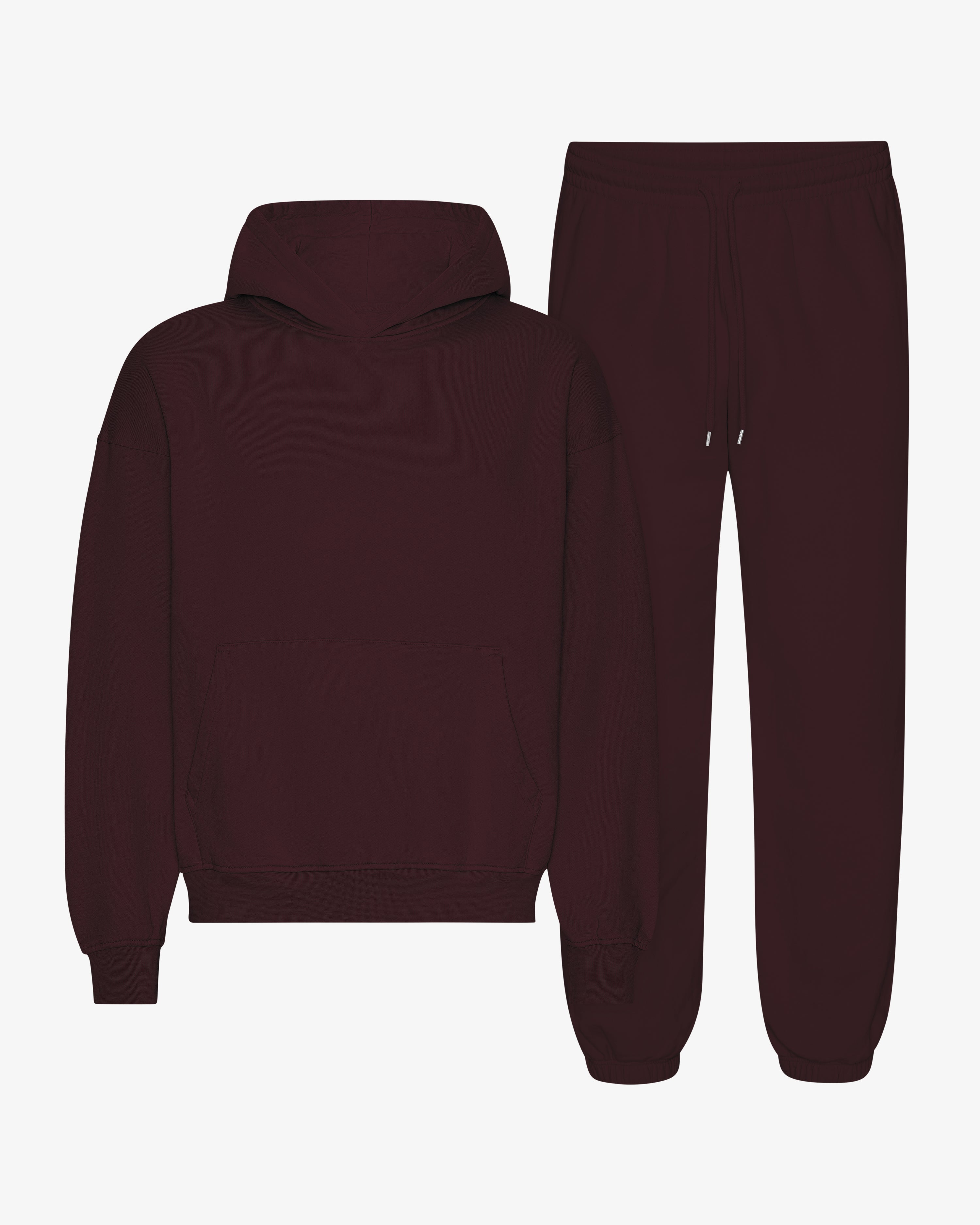 Organic Relaxed Hood Sweatsuit - Oxblood Red