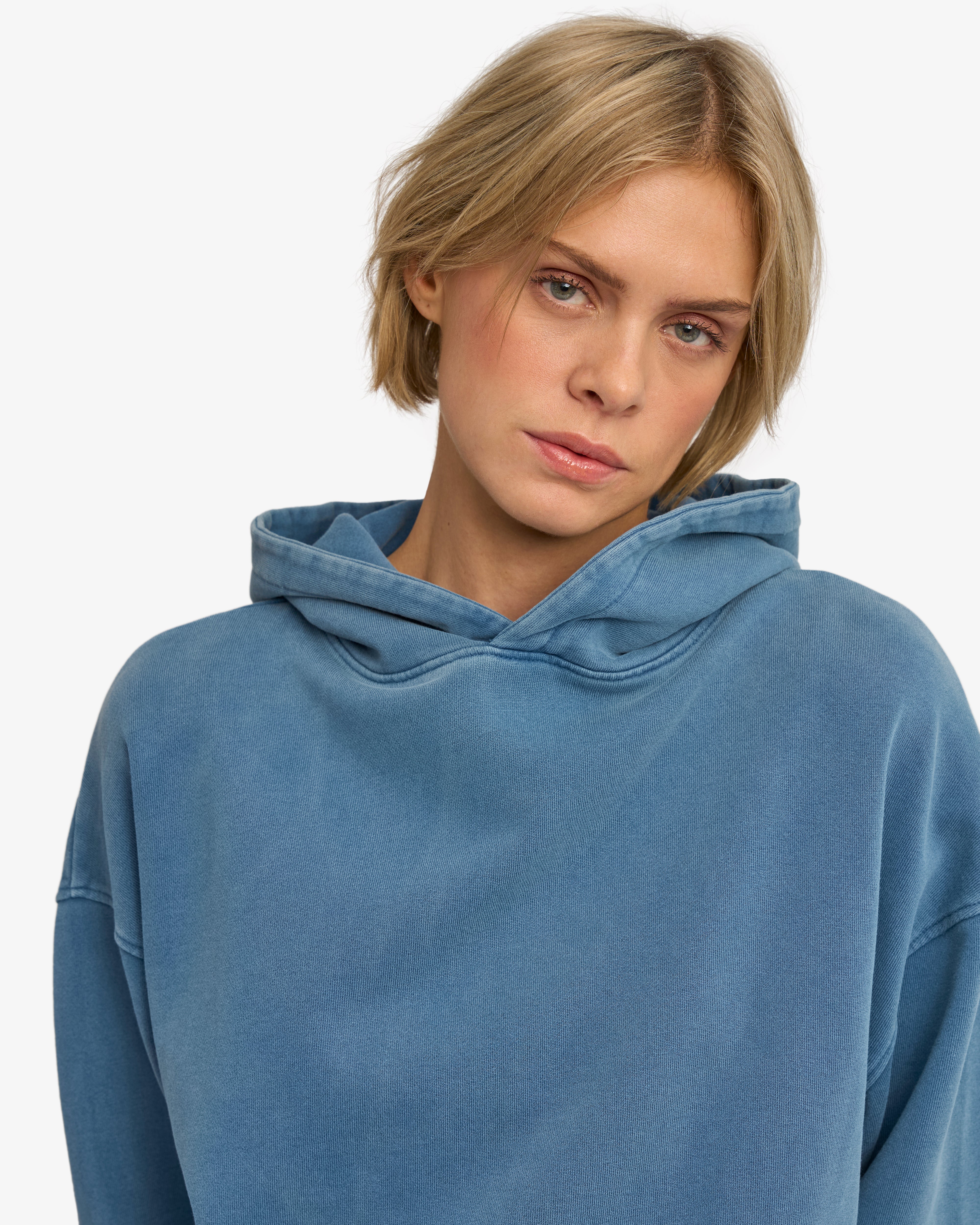 Organic Oversized Hood - Faded Indigo