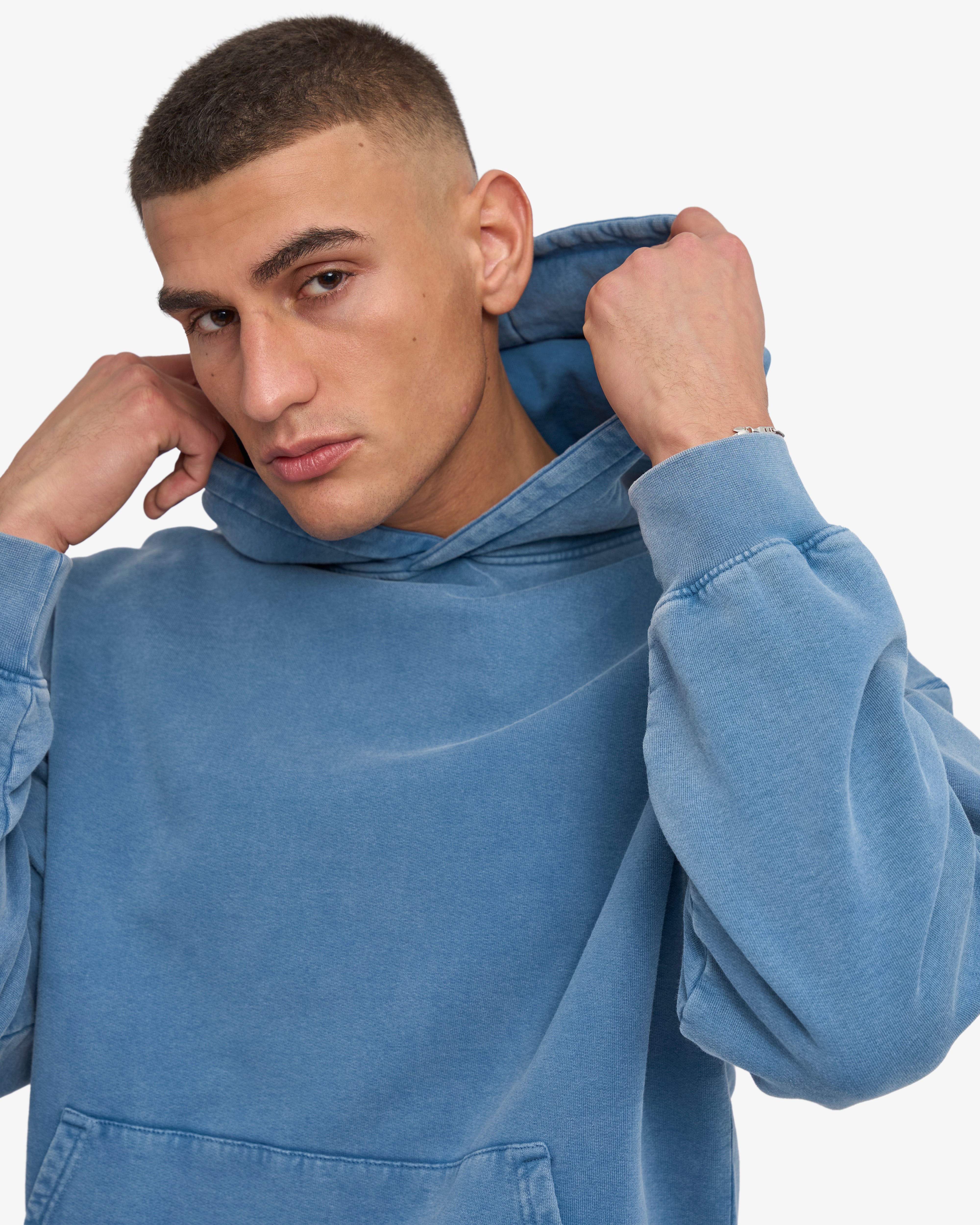 Organic Oversized Hood - Faded Indigo