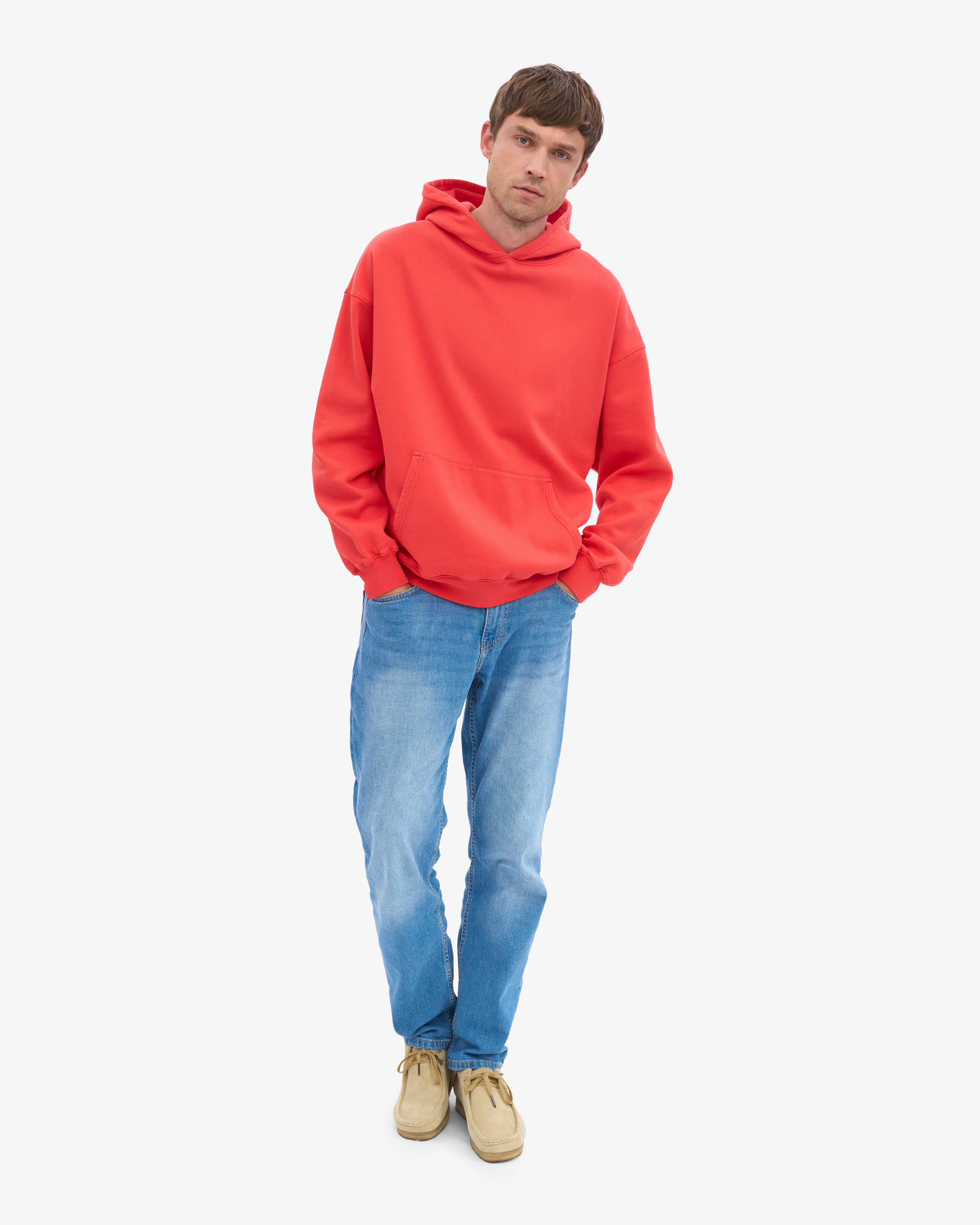 Organic Oversized Hood - Red Tangerine