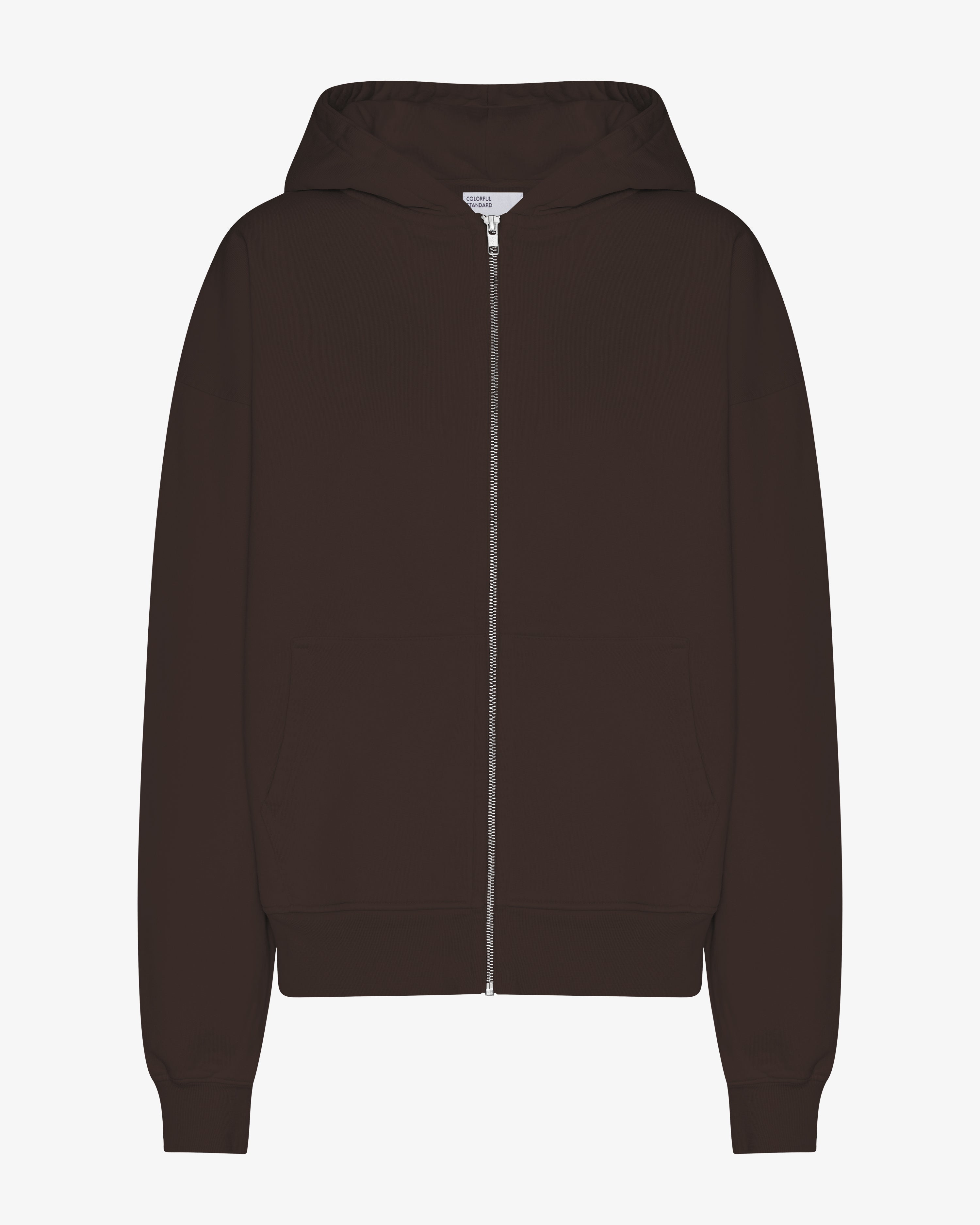 Organic Oversized Zip Hood - Coffee Brown