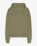 Organic Oversized Zip Hood - Dusty Olive
