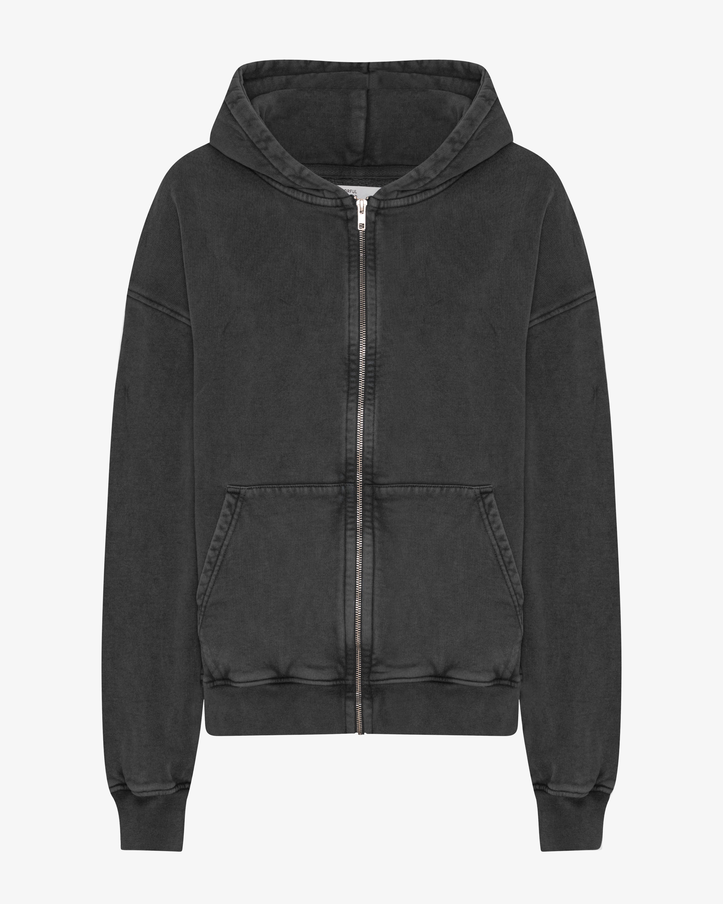 Organic Oversized Zip Hood - Faded Black