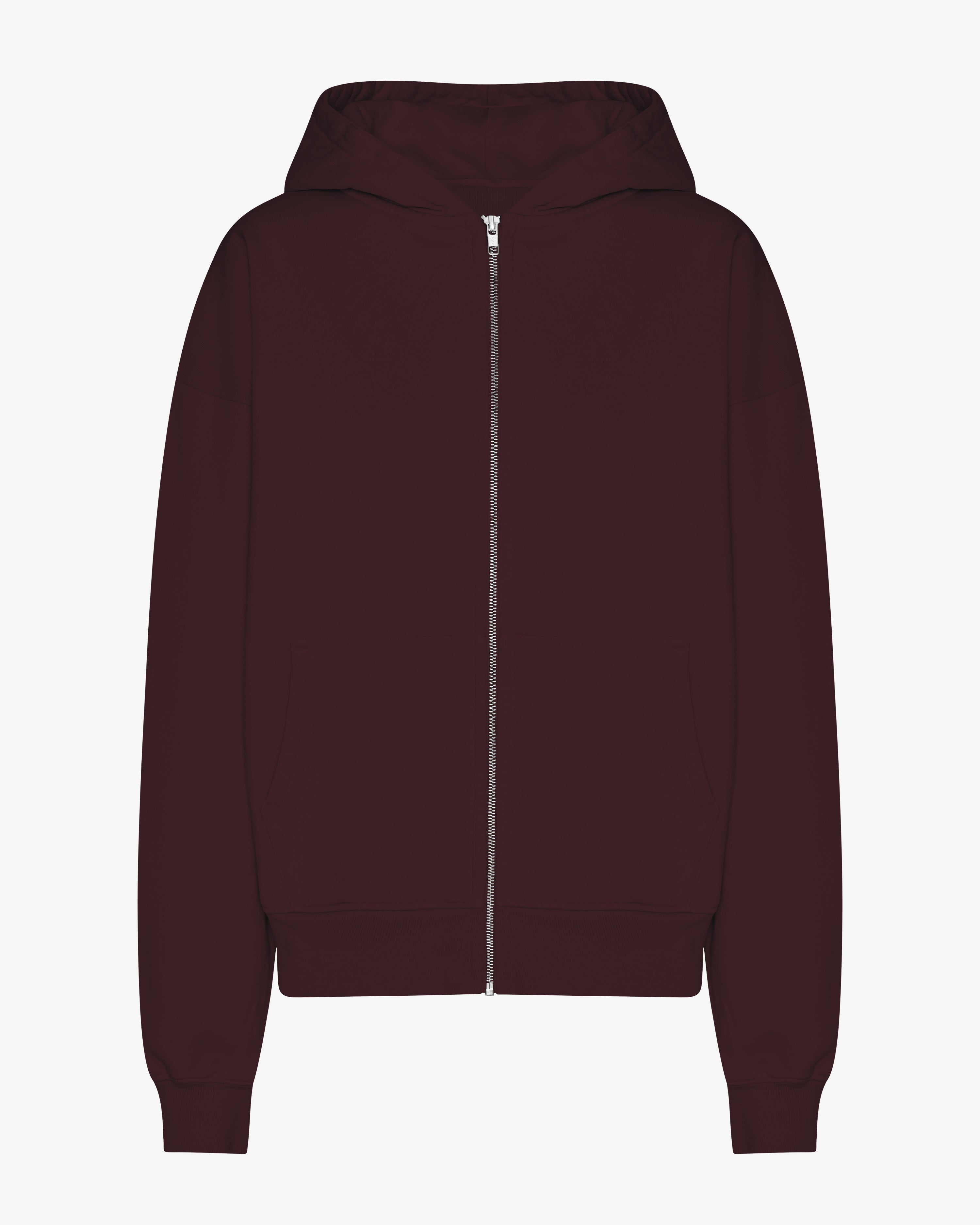 Organic Oversized Zip Hood - Oxblood Red