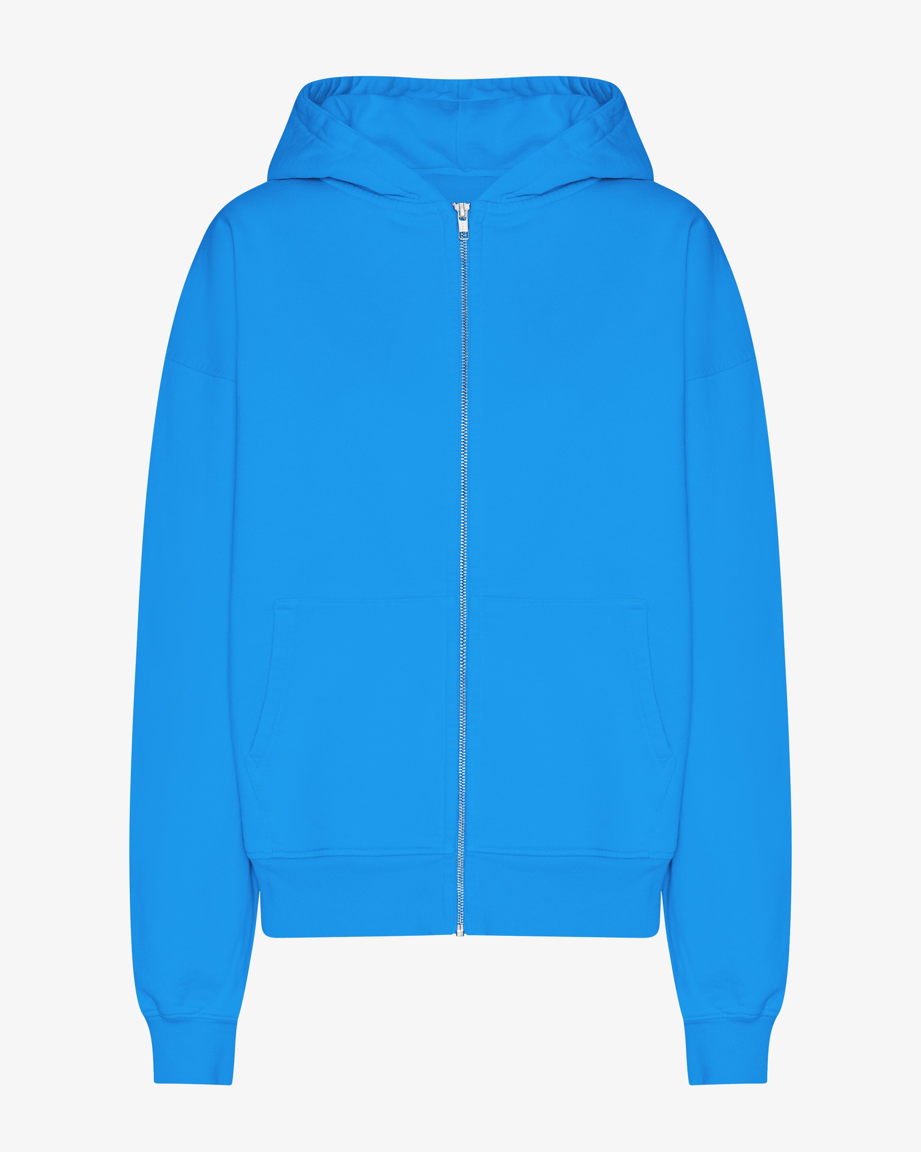 Organic Oversized Zip Hood - Pacific Blue