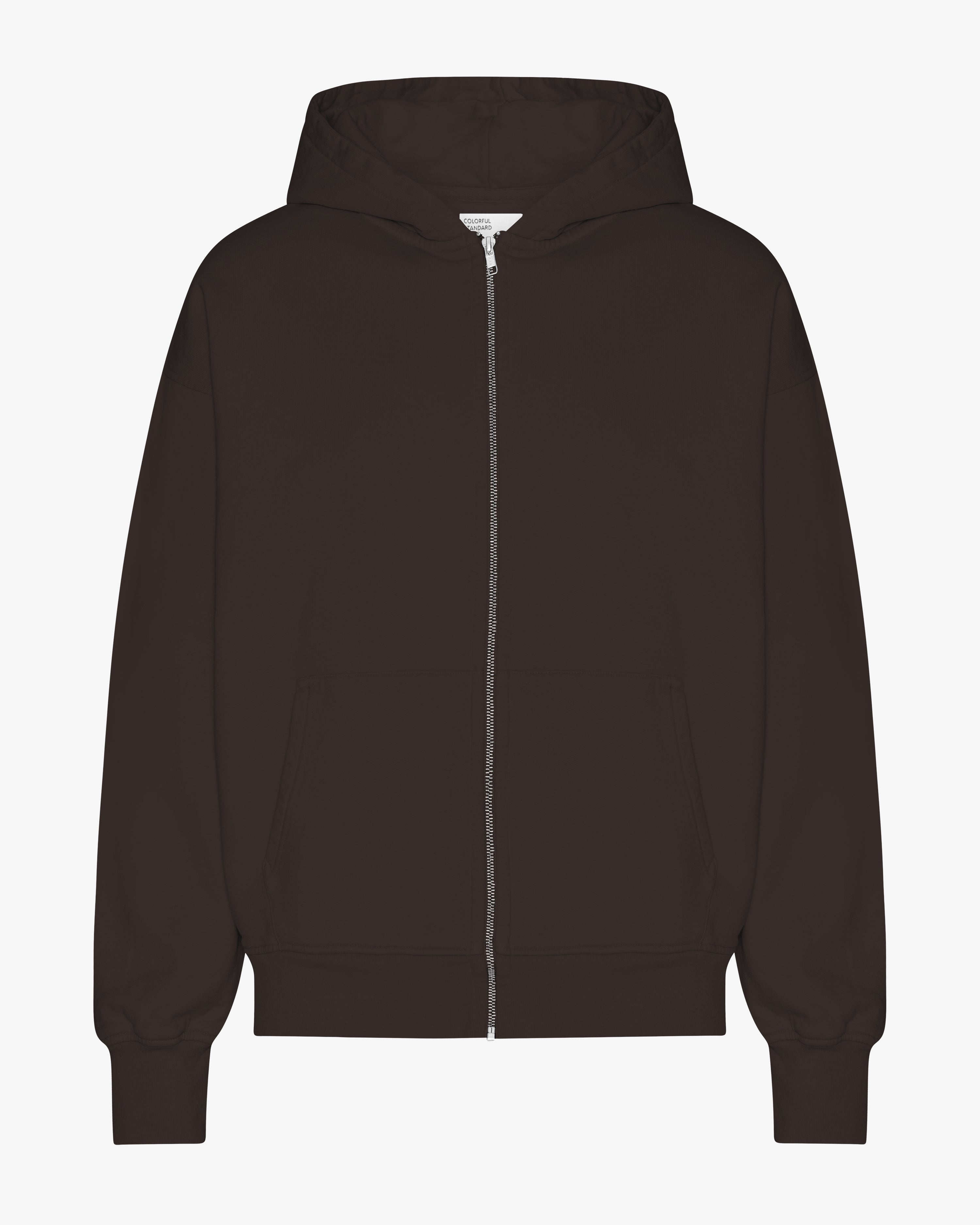 Organic Oversized Zip Hood - Coffee Brown