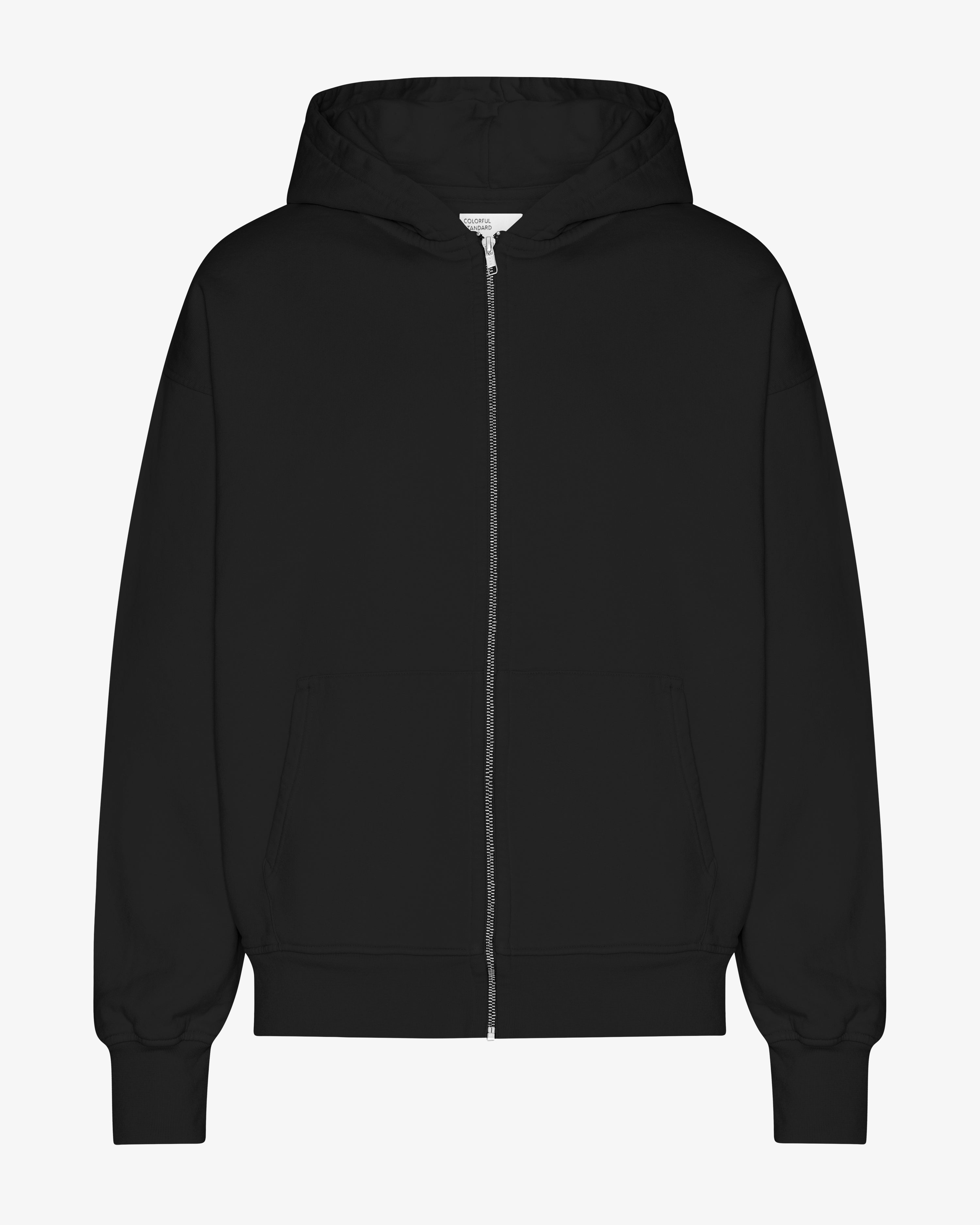 Organic Oversized Zip Hood - Deep Black