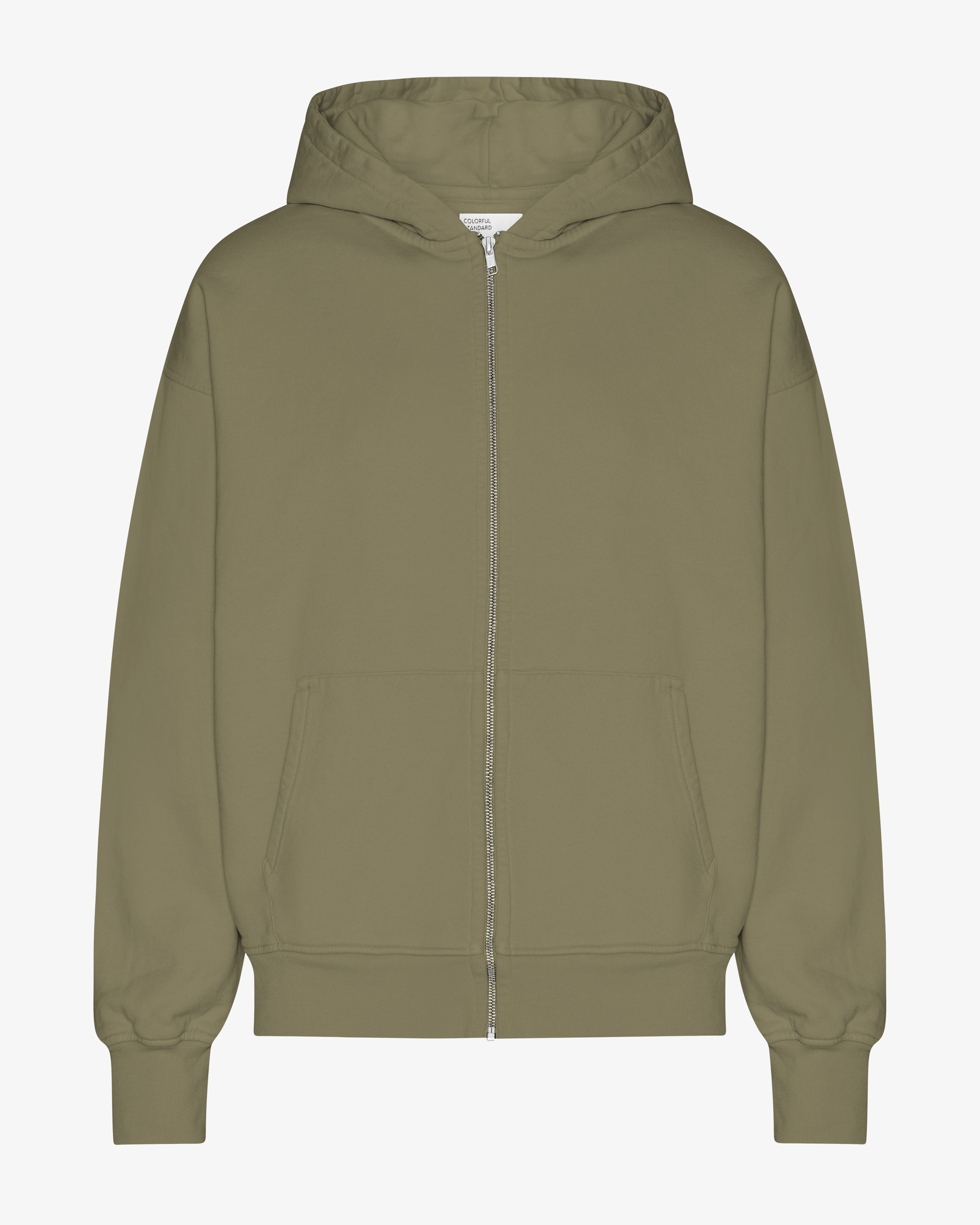Organic Oversized Zip Hood - Dusty Olive