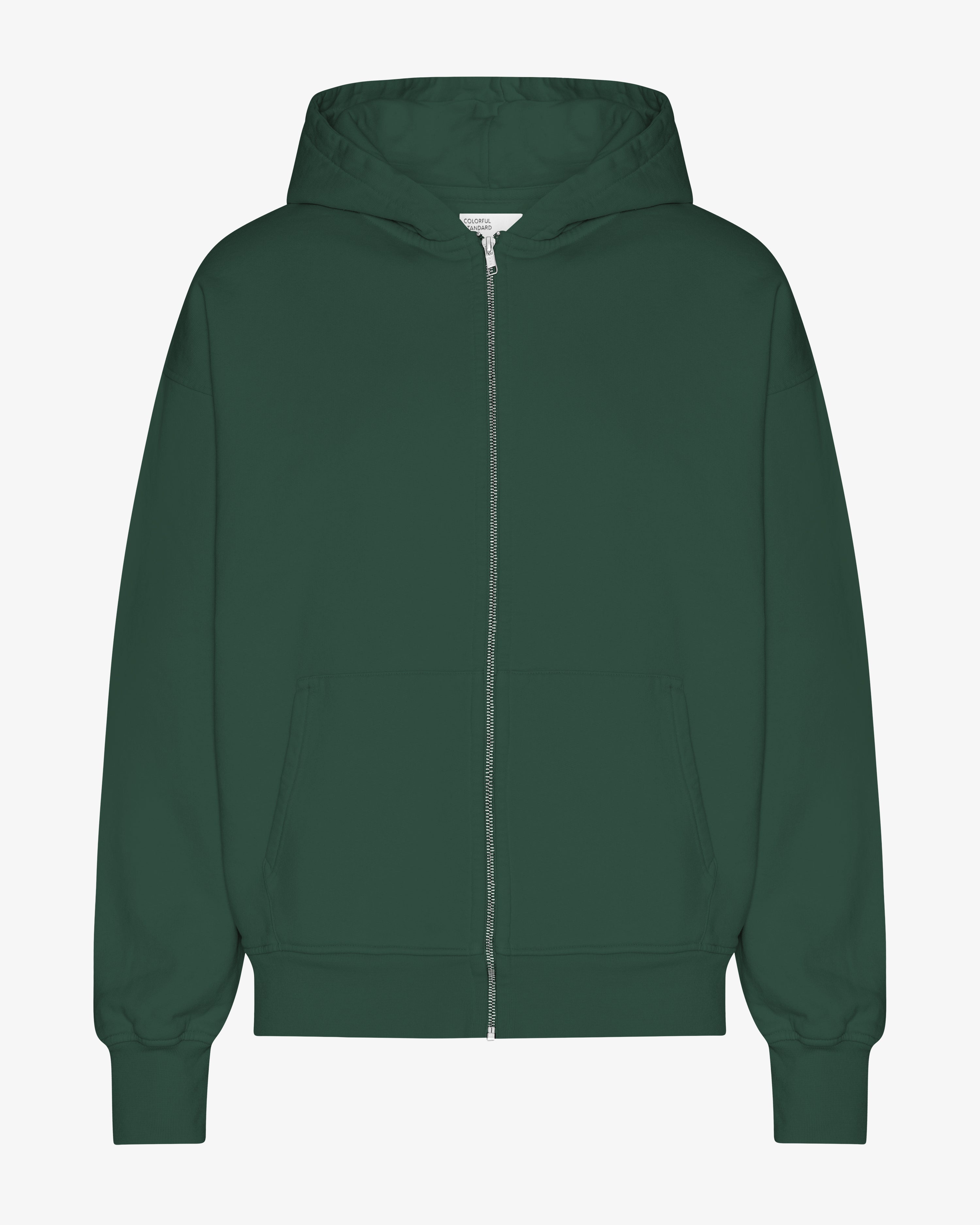 Organic Oversized Zip Hood - Emerald Green