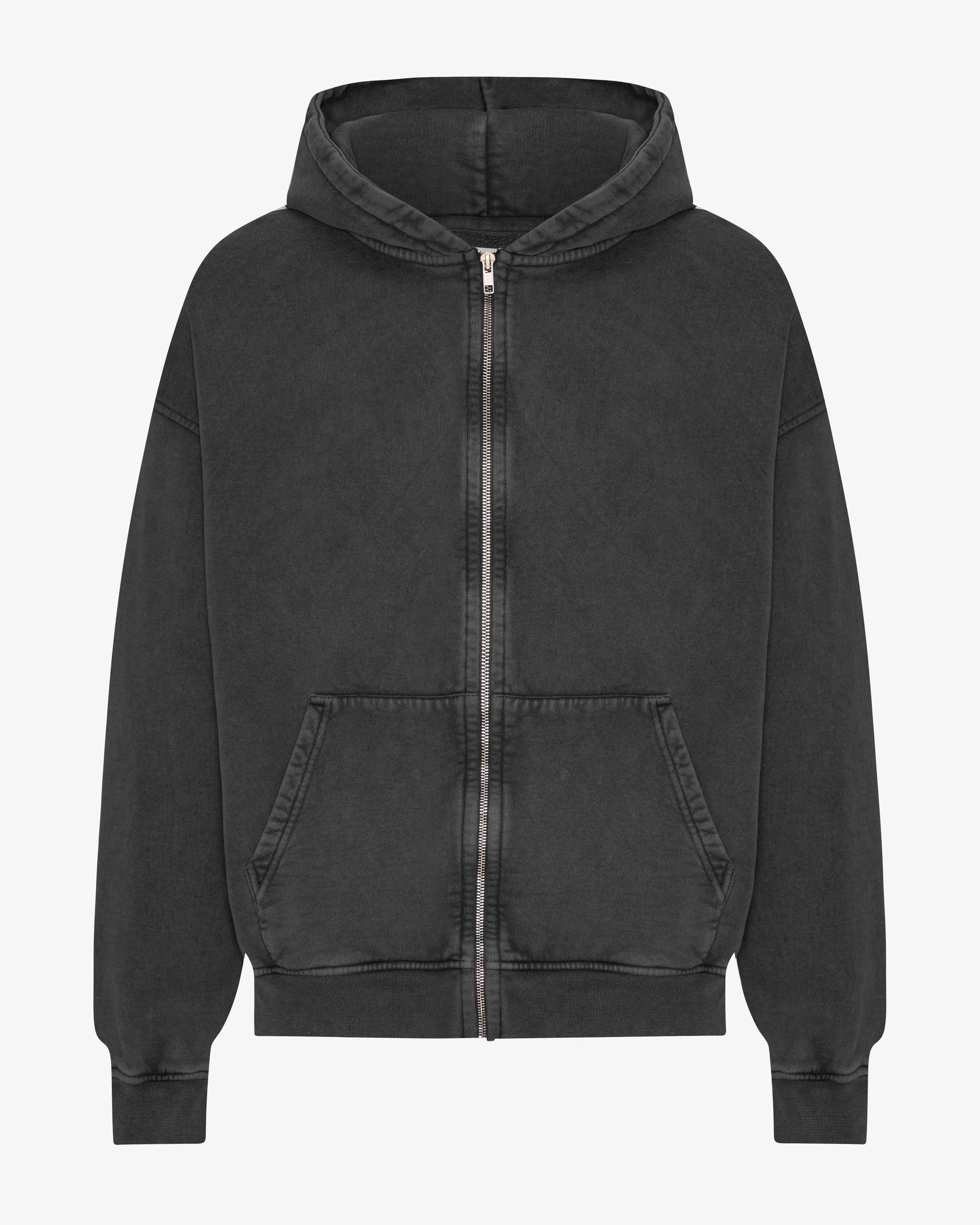 Organic Oversized Zip Hood - Faded Black