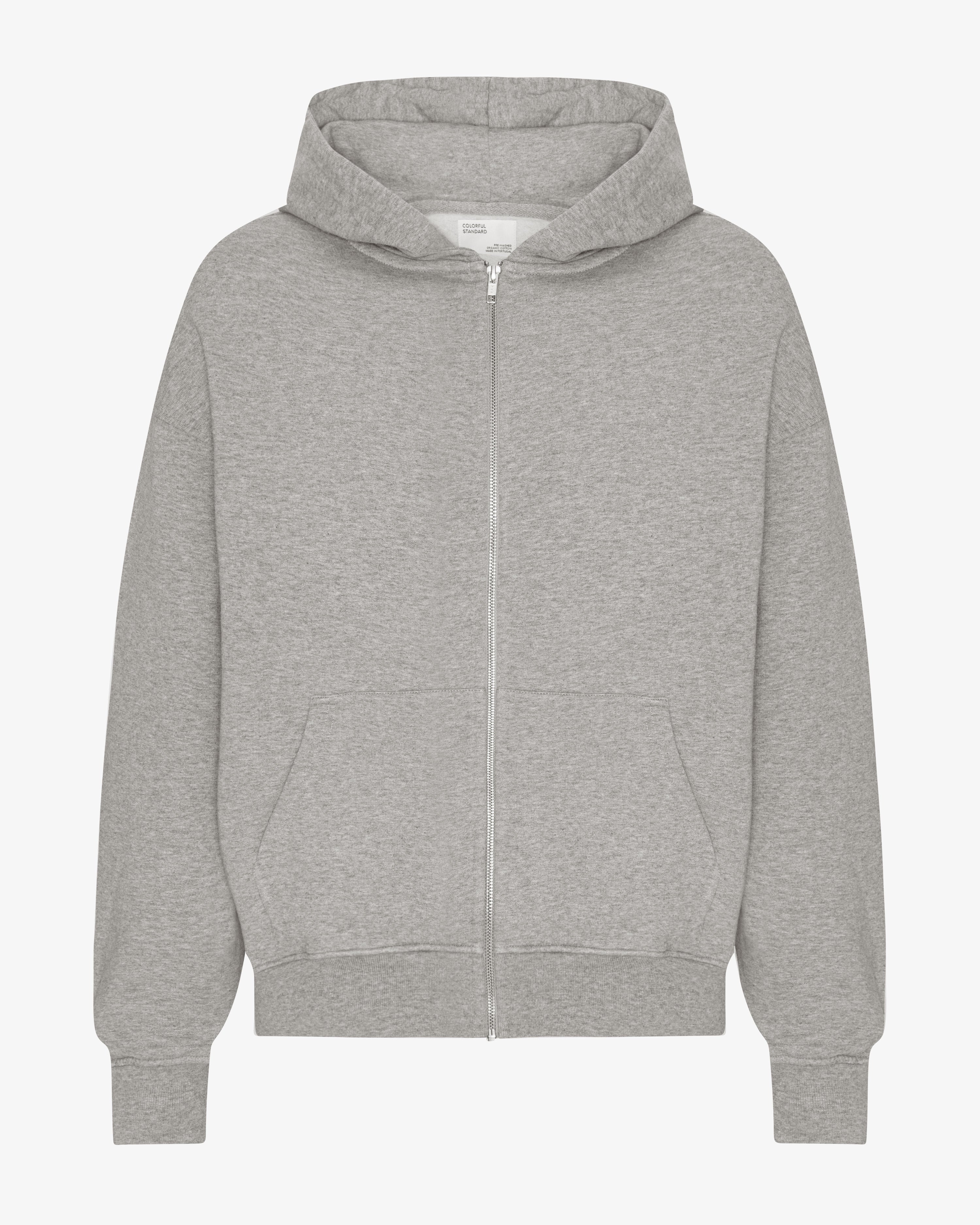 Organic Oversized Zip Hood - Heather Grey