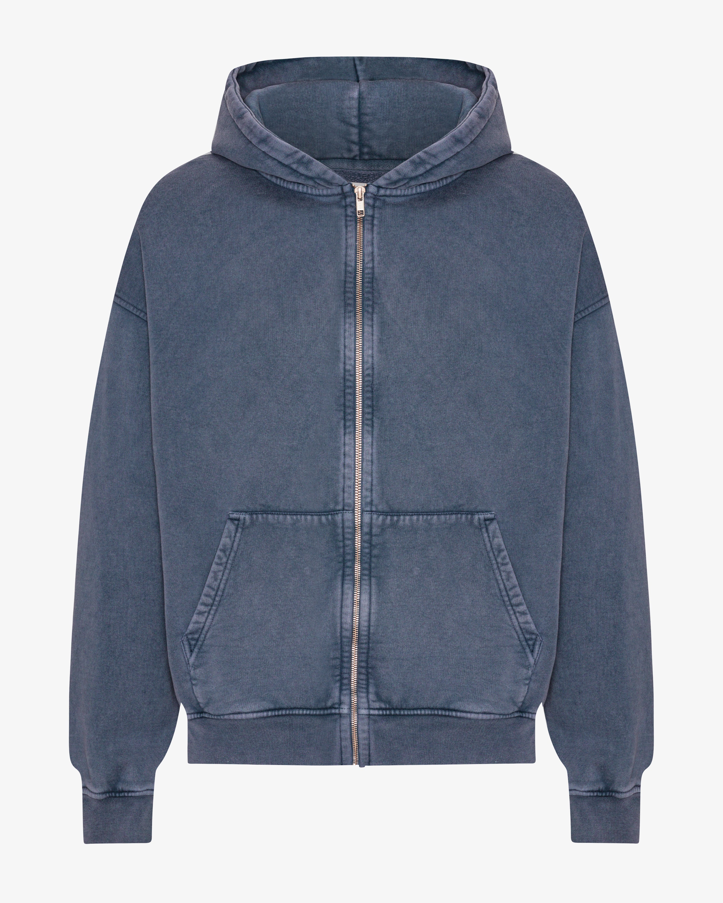Organic Oversized Zip Hood - Neptune Blue
