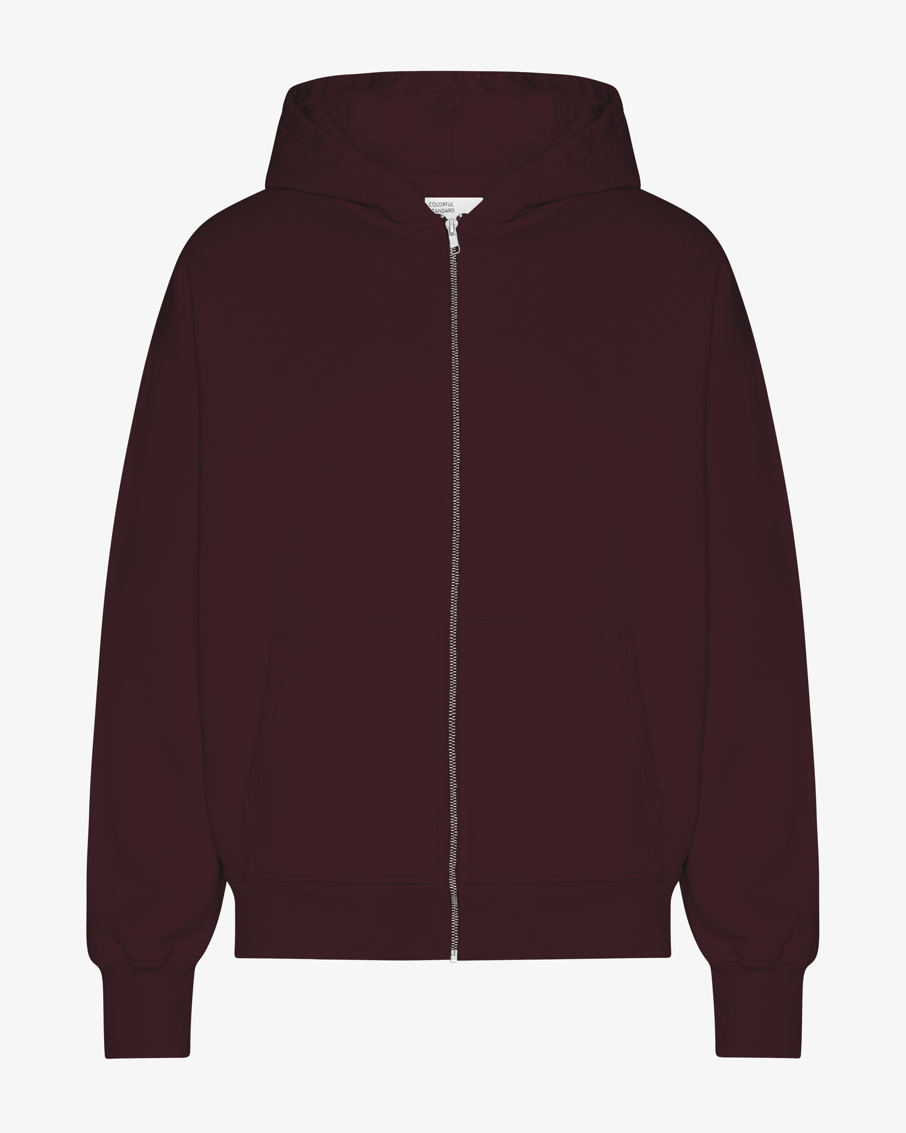 Organic Oversized Zip Hood - Oxblood Red
