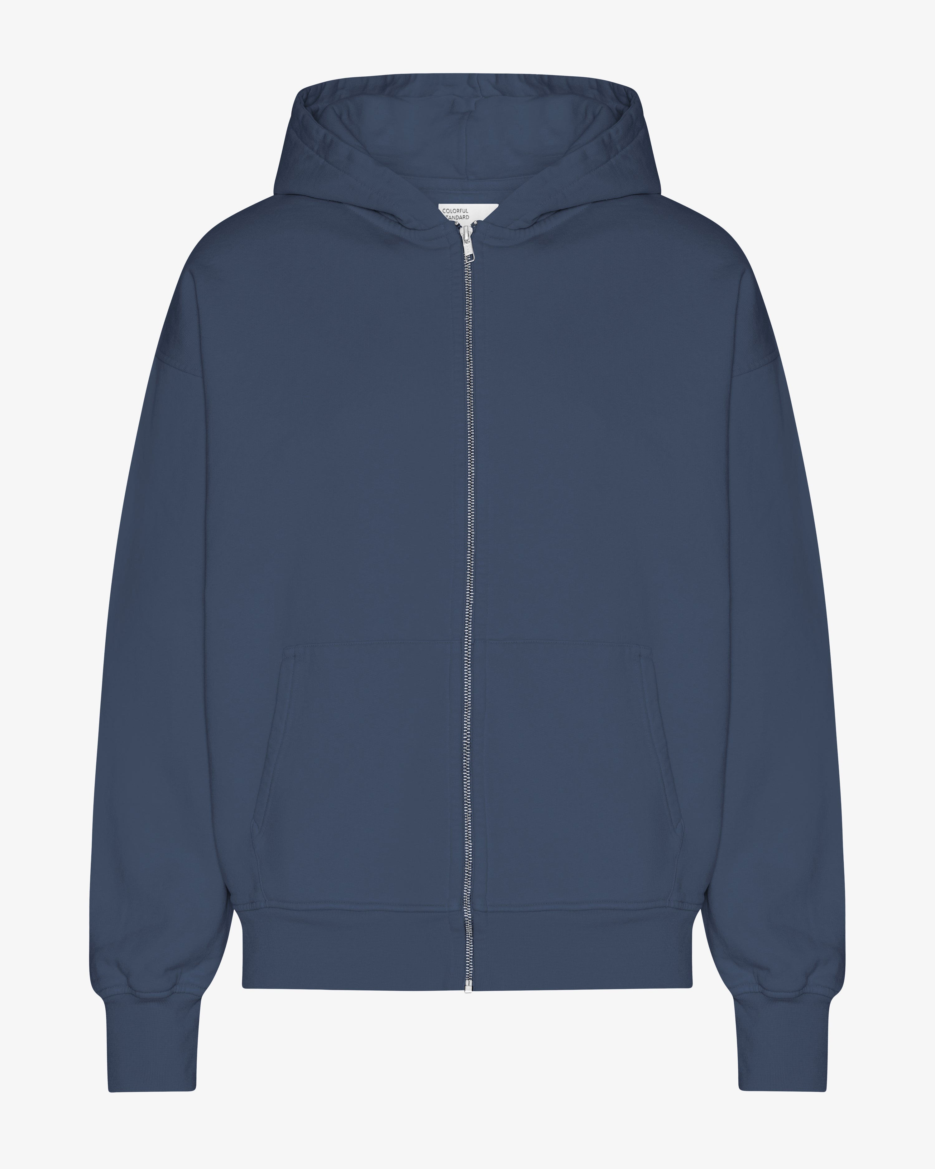 Organic Oversized Zip Hood - Petrol Blue
