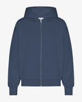 Organic Oversized Zip Hood - Petrol Blue