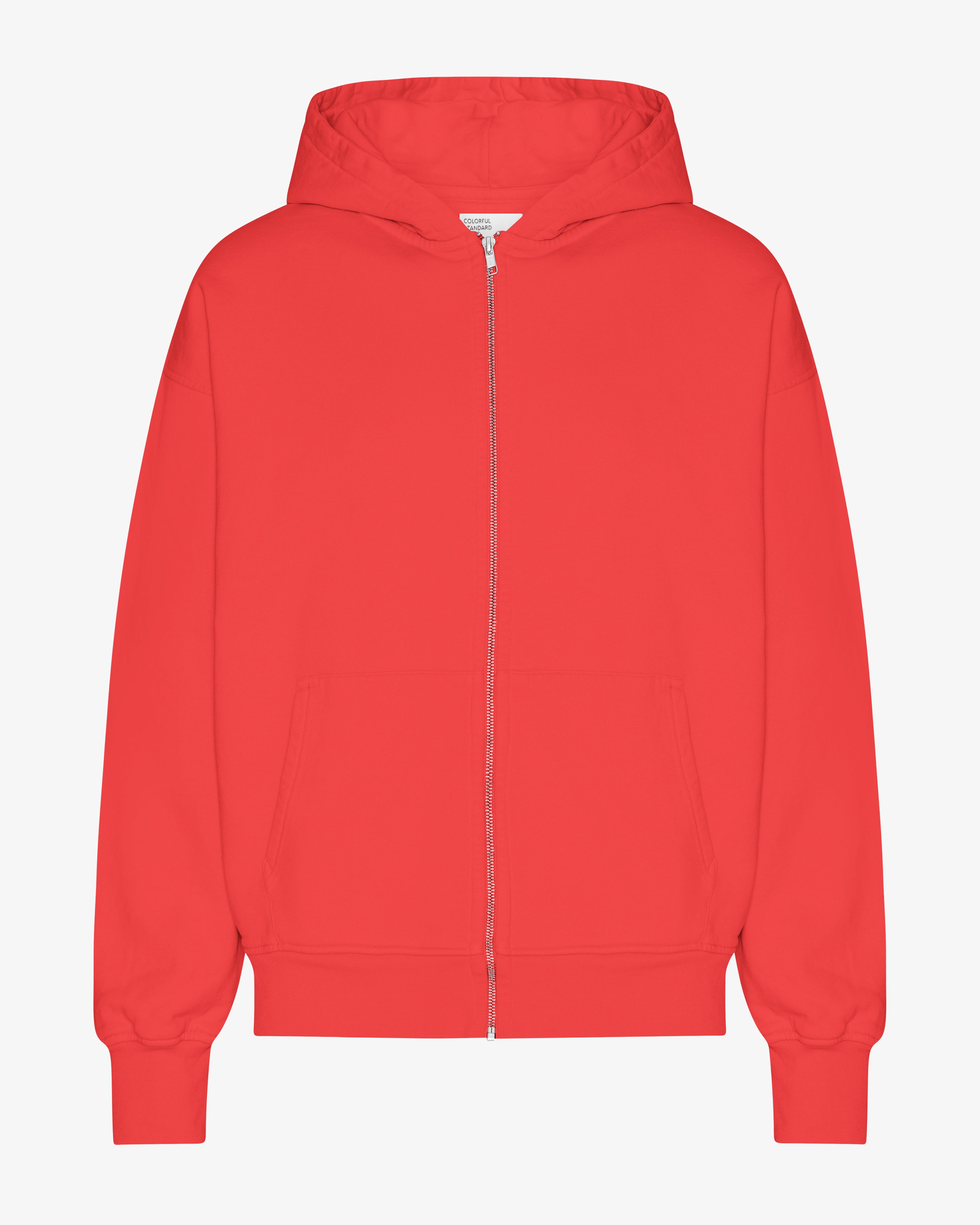 Organic Oversized Zip Hood - Red Tangerine