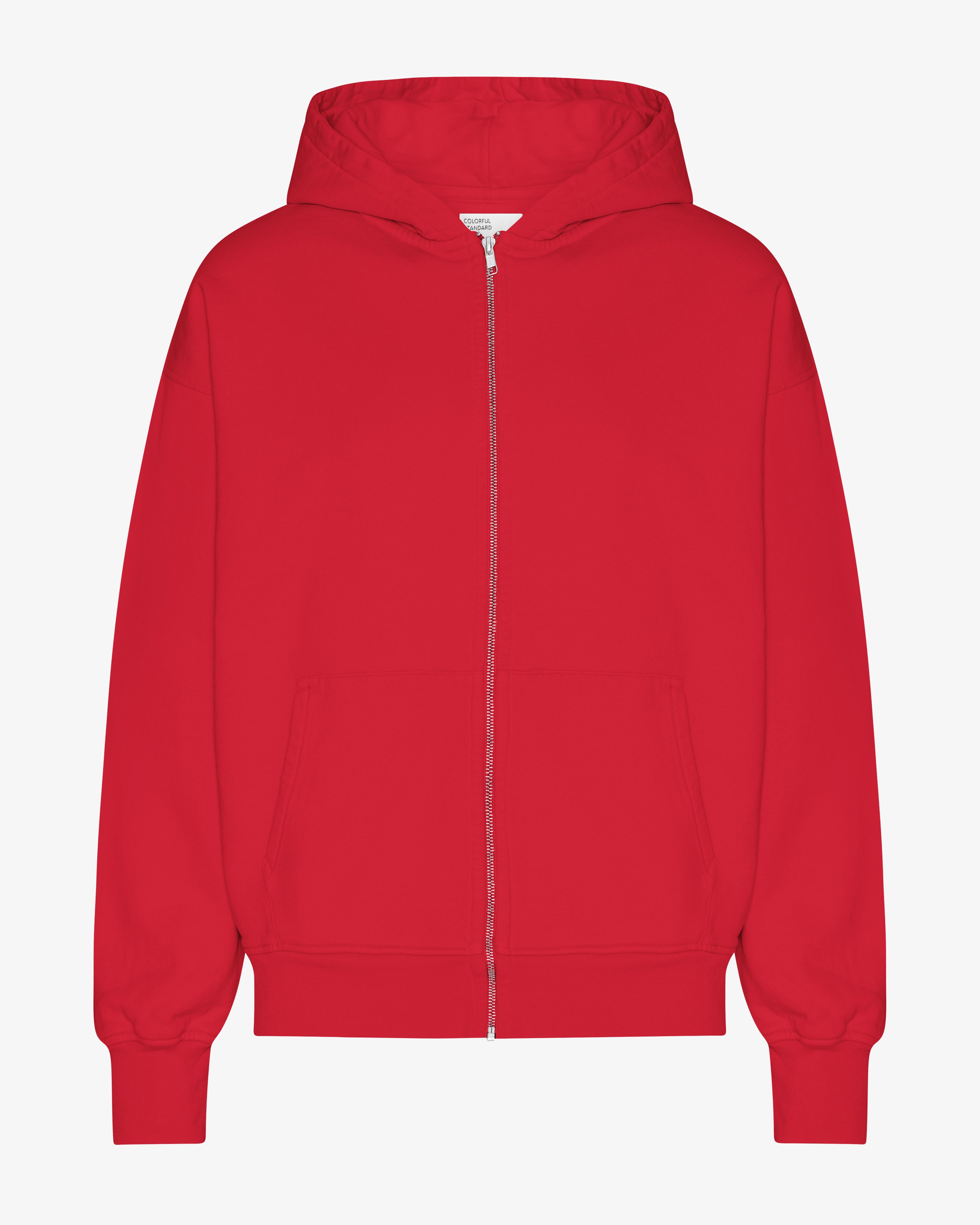 Organic Oversized Zip Hood - Scarlet Red