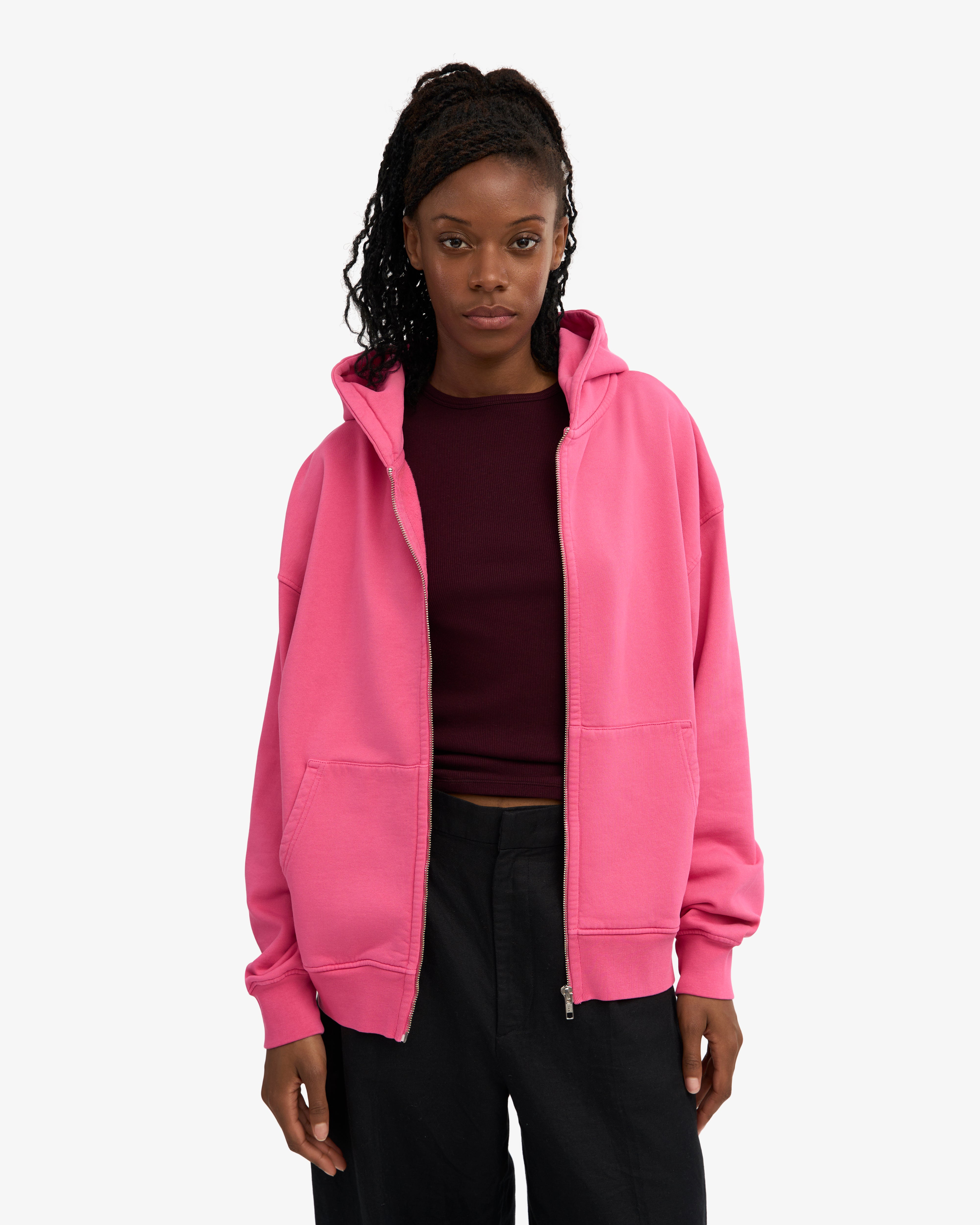 Organic Oversized Zip Hood - Bubblegum Pink