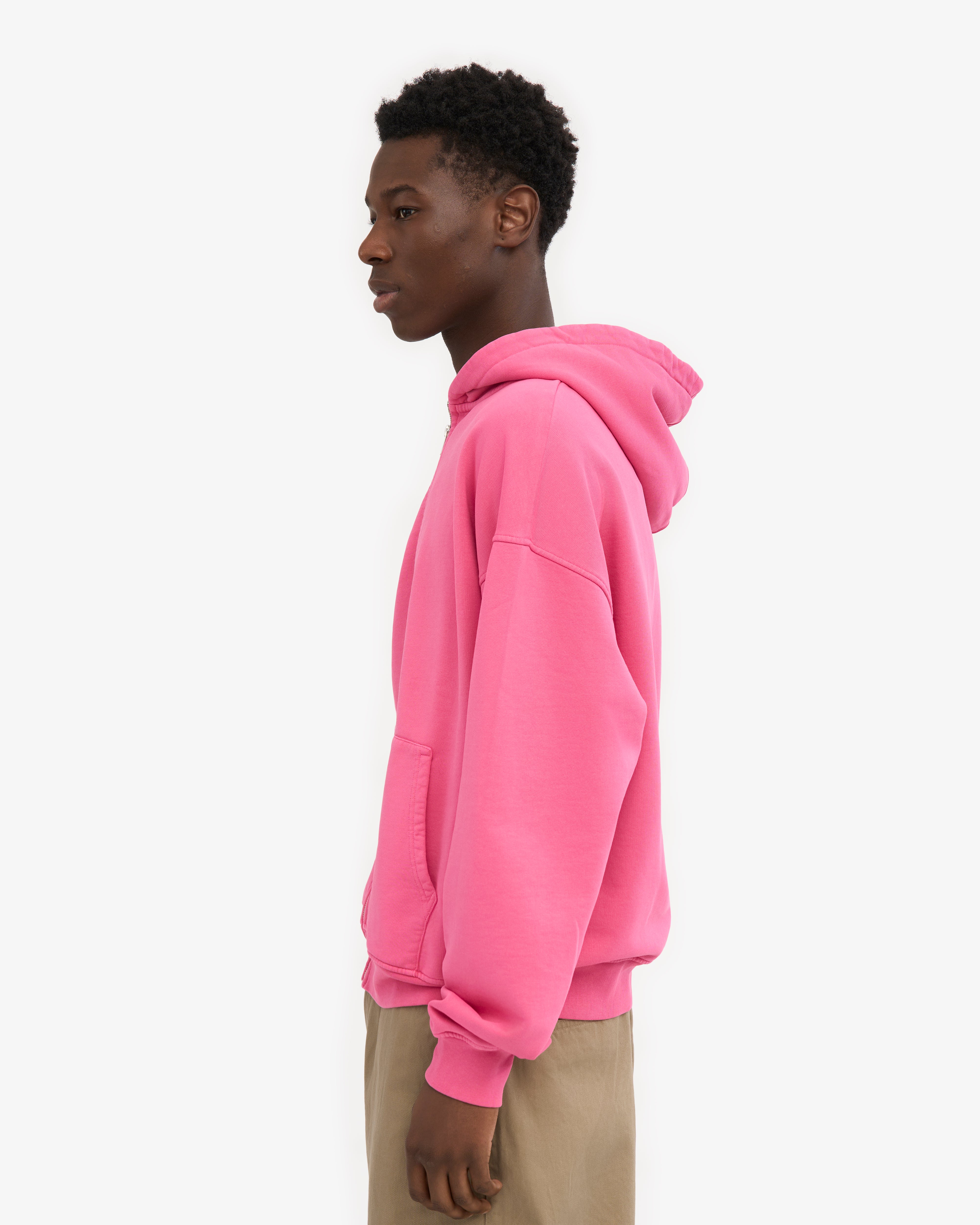 Organic Oversized Zip Hood - Bubblegum Pink
