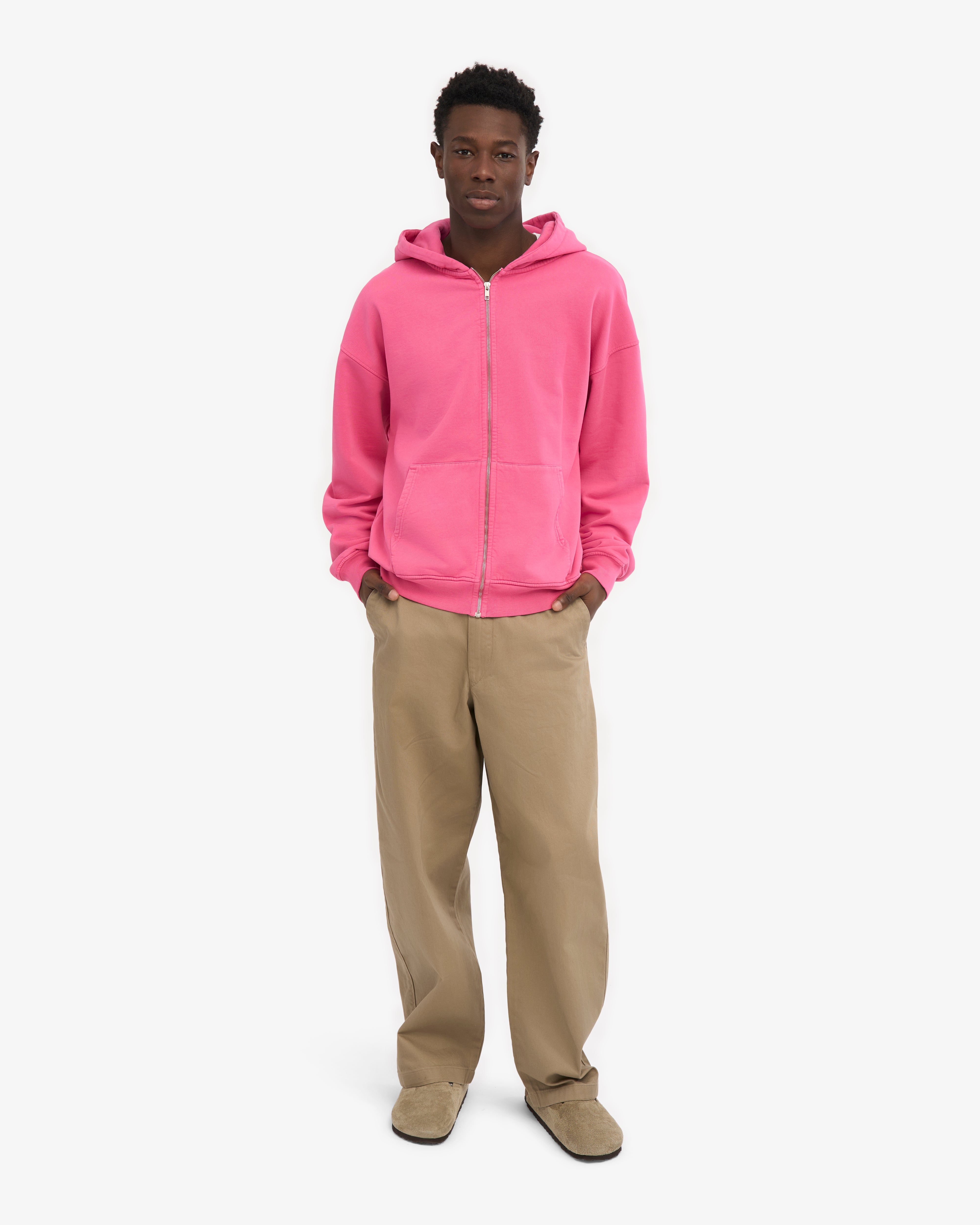 Organic Oversized Zip Hood - Bubblegum Pink